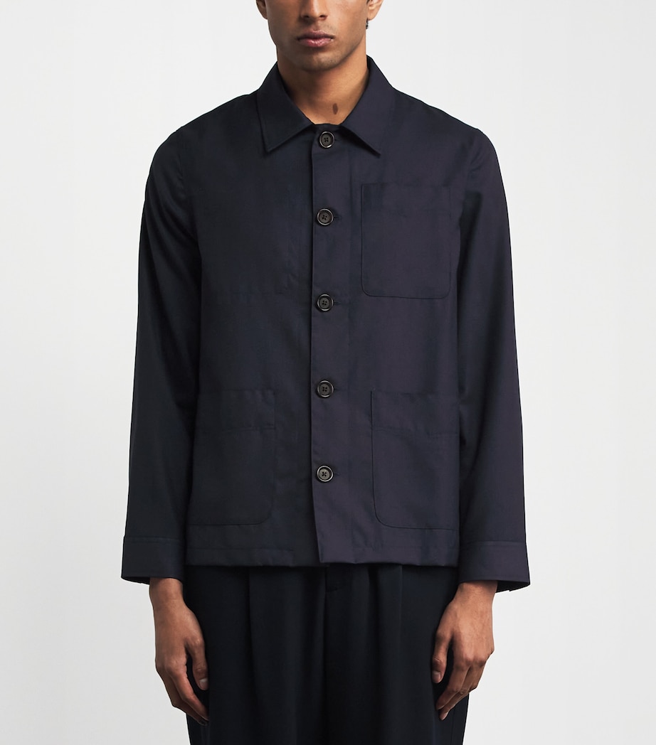 Oliver Spencer Mens Cotton Kennard Shirt Jacket Navy Image 4