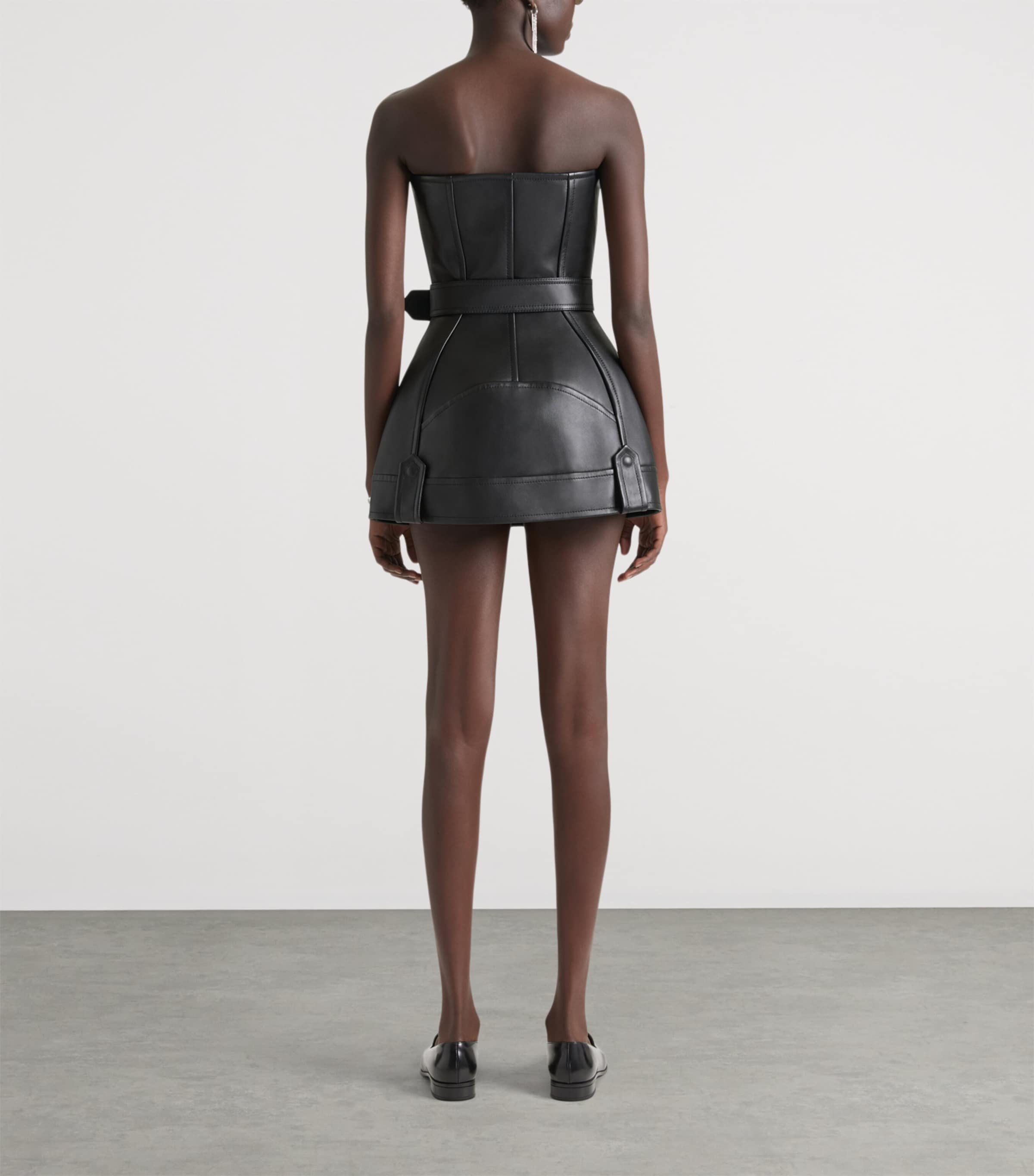 Leather Biker Mini Dress BLACK Image 3