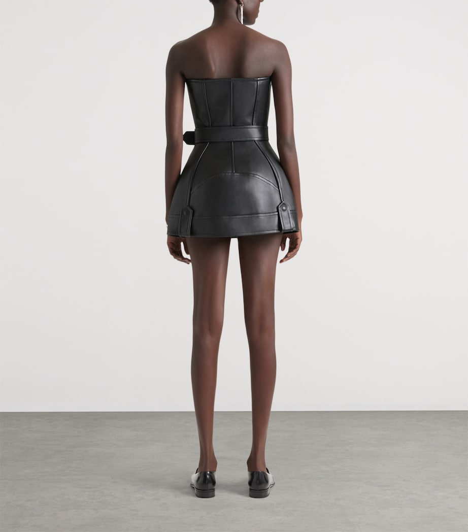 Leather Biker Mini Dress BLACK Image 3