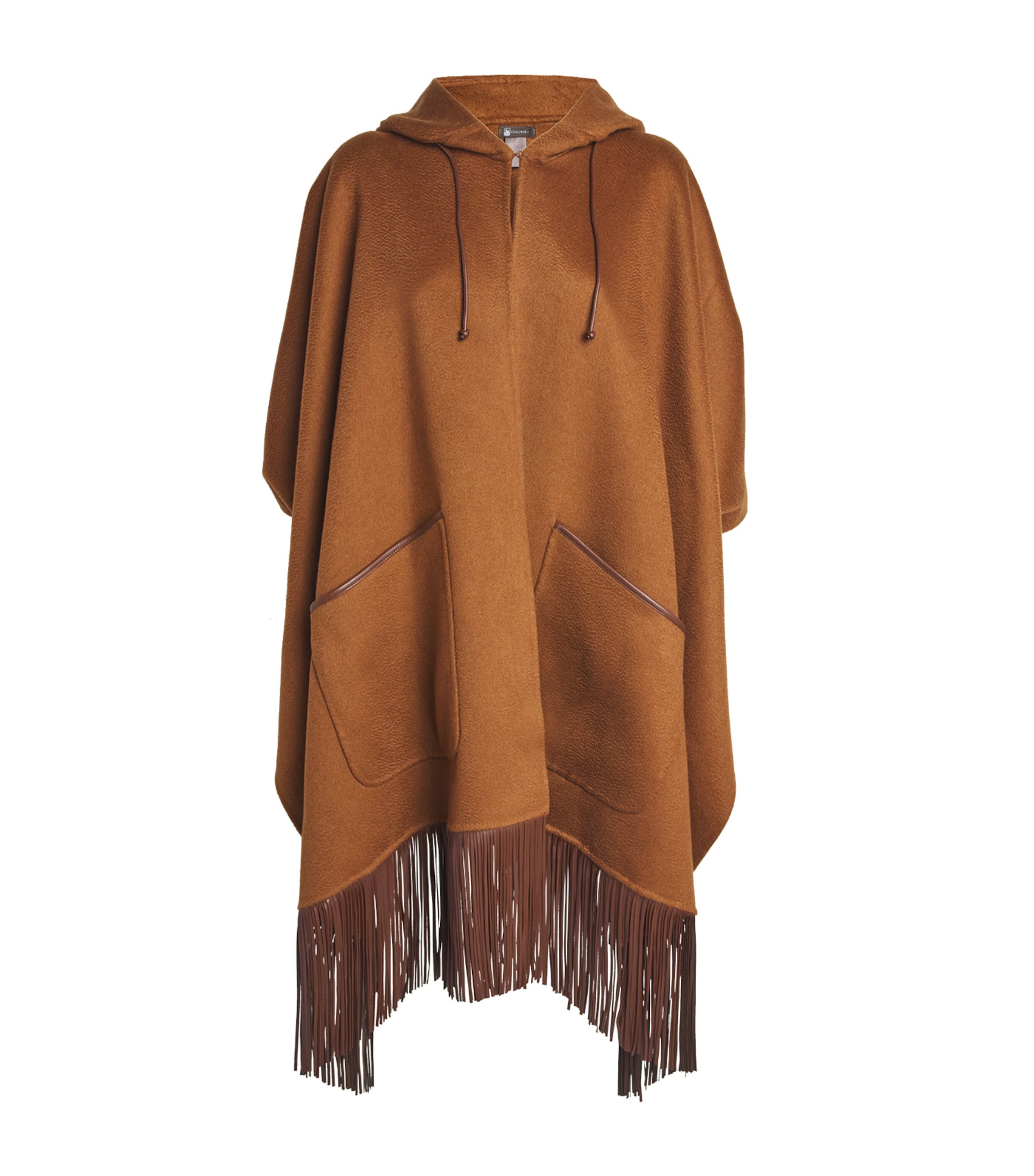 Colombo Cashmere Fringe-detail Cape In Brown