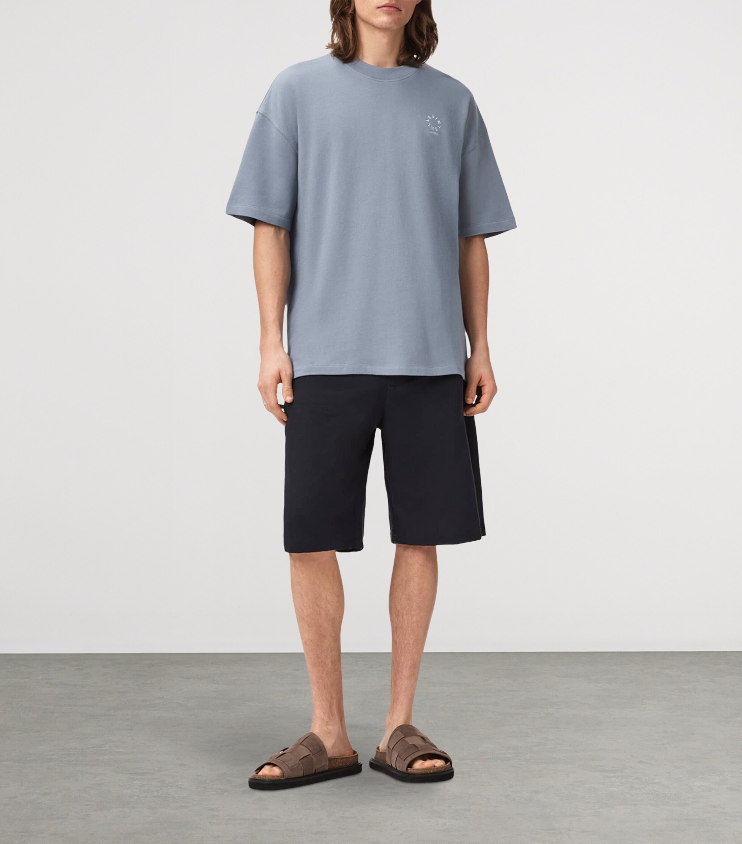 AllSaints Mens Organic Cotton Haven T-Shirt Maya Blue Image 6