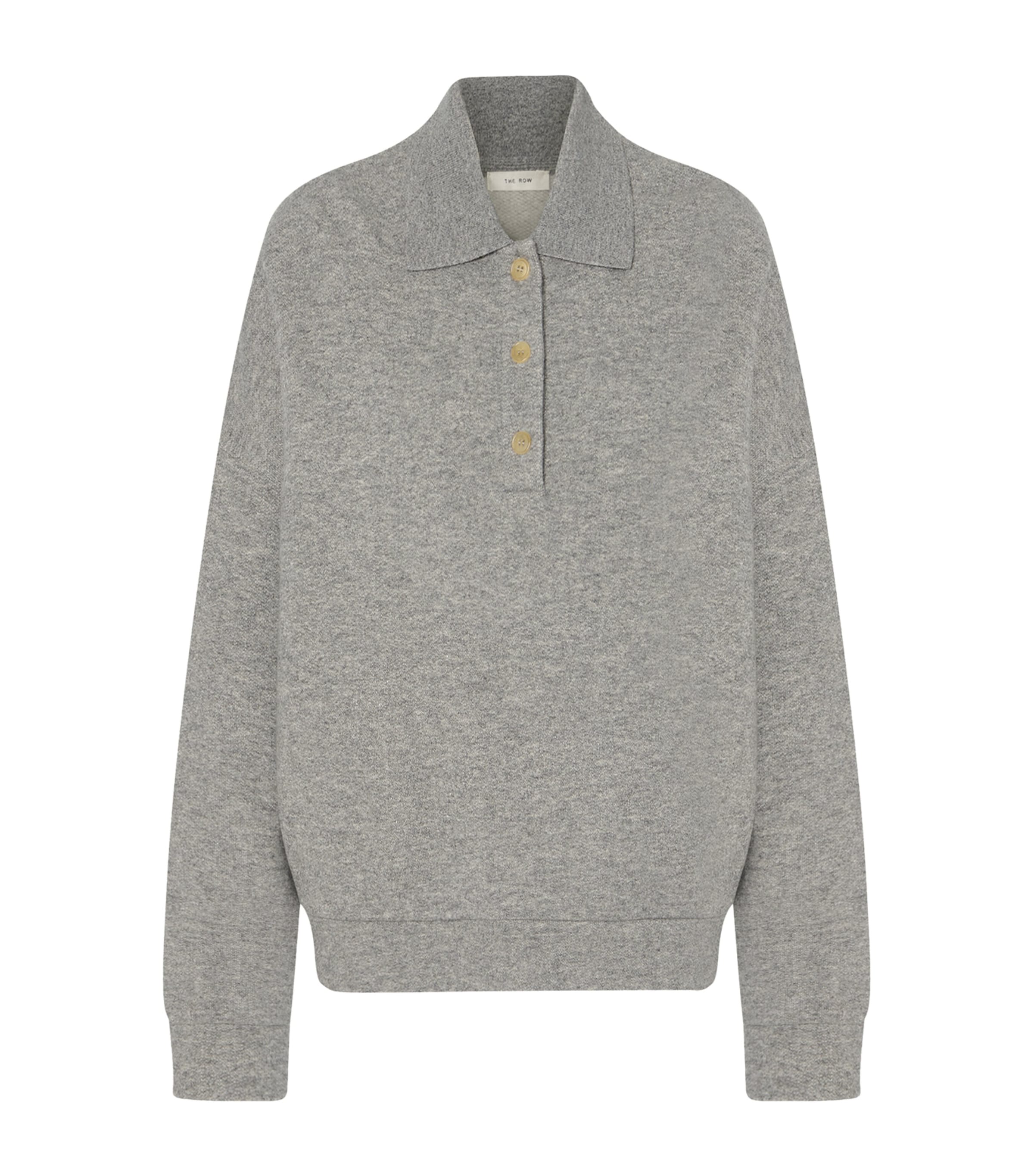 The Row Corzas Cashmere And Cotton Polo Sweater In Gray