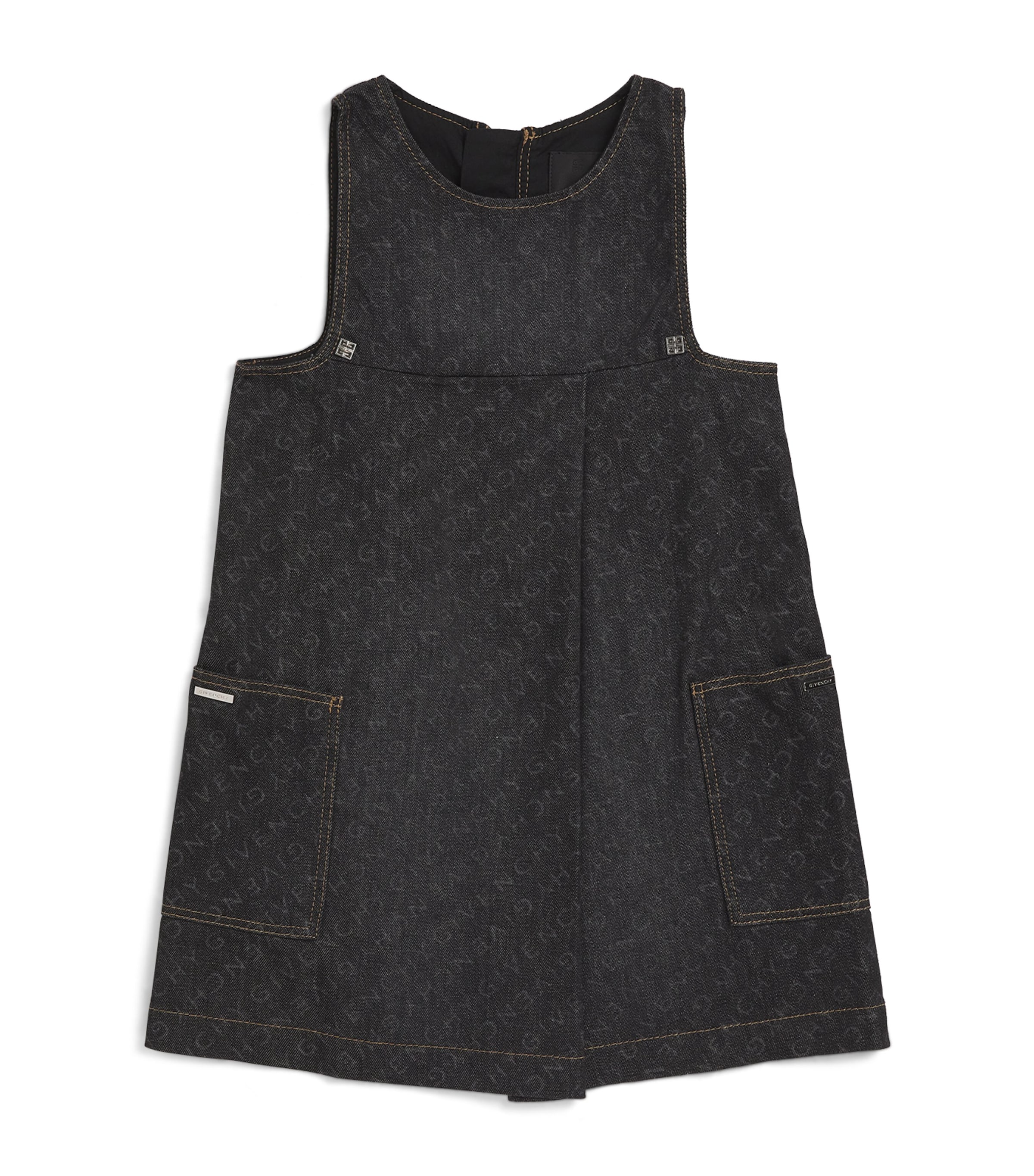 Givenchy Kids' Denim Logo Print Dress In Black