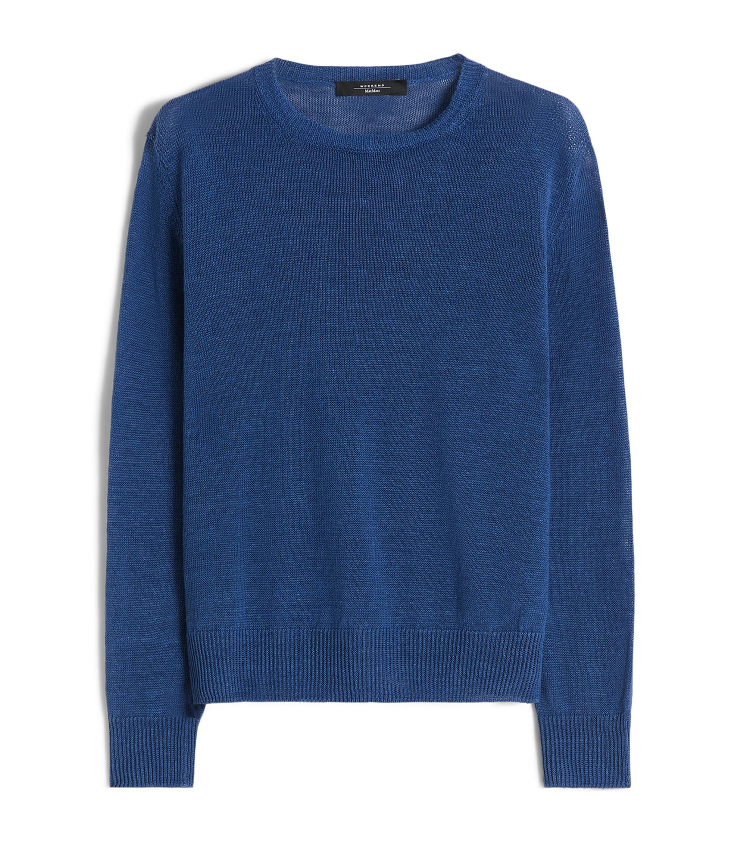 Weekend Max Mara Womens Linen Crew-Neck Sweater Ocean Image 1