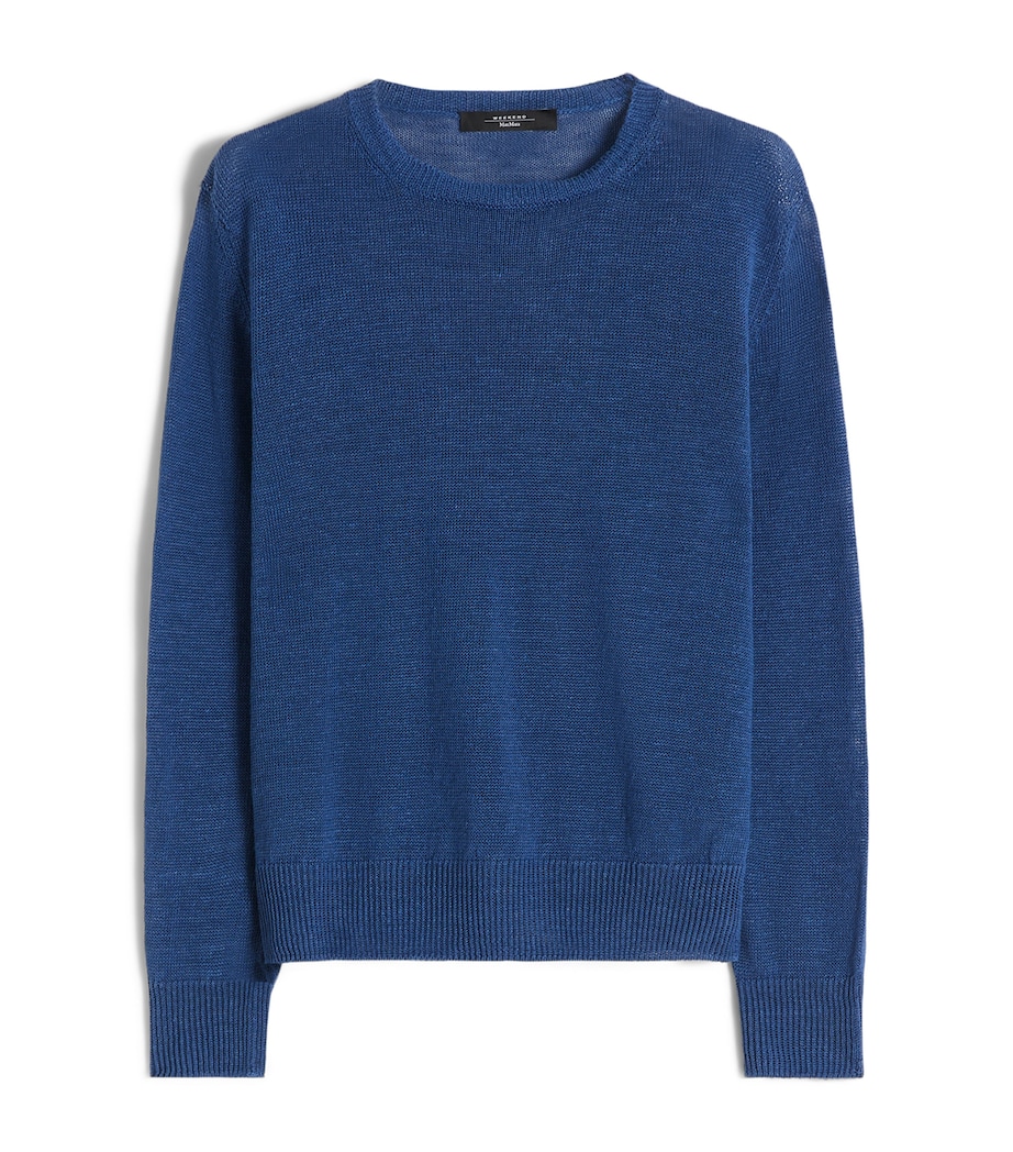 Weekend Max Mara Womens Linen Crew-Neck Sweater Ocean Image 1