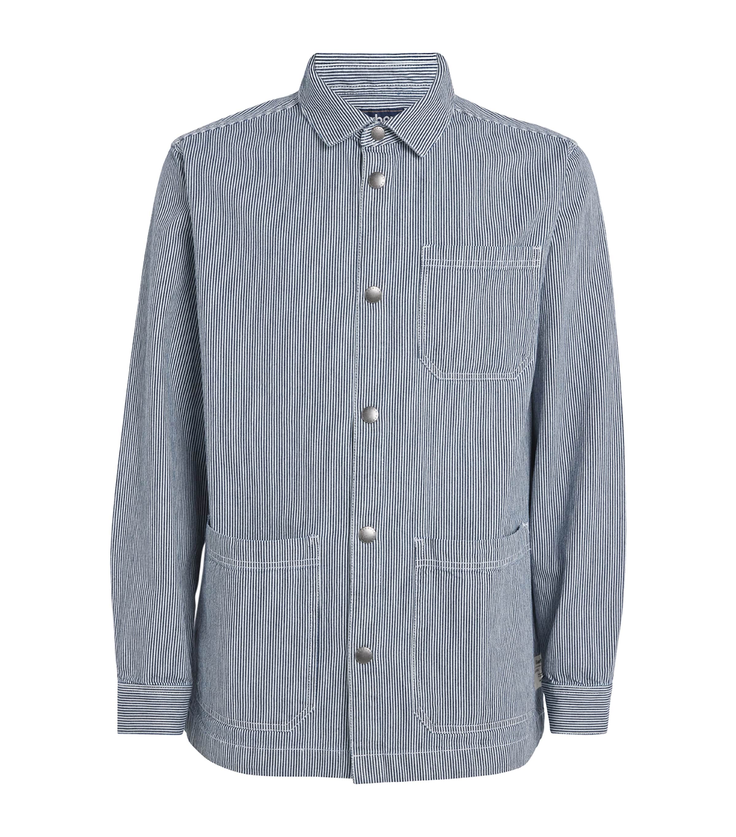 Barbour Cotton Stripe Tindale Overshirt In Gray