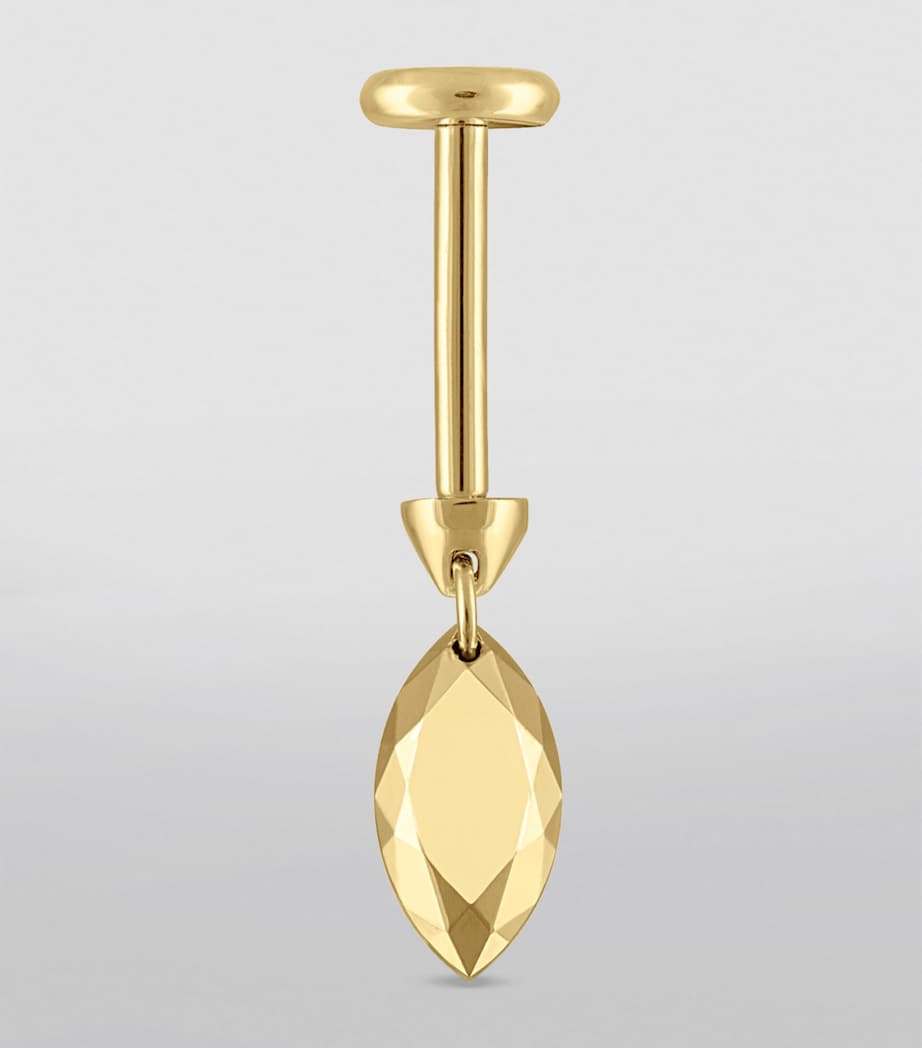 Faceted Marquise Threaded Charm Single Earring (6.5mm) YELLOW GOLD Image 3