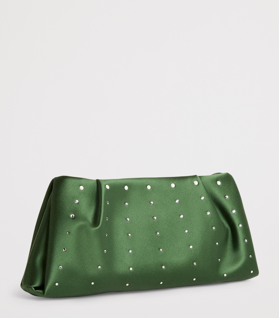 Satin Embellished Vittoria Clutch Bag HARRODS GREEN Image 3