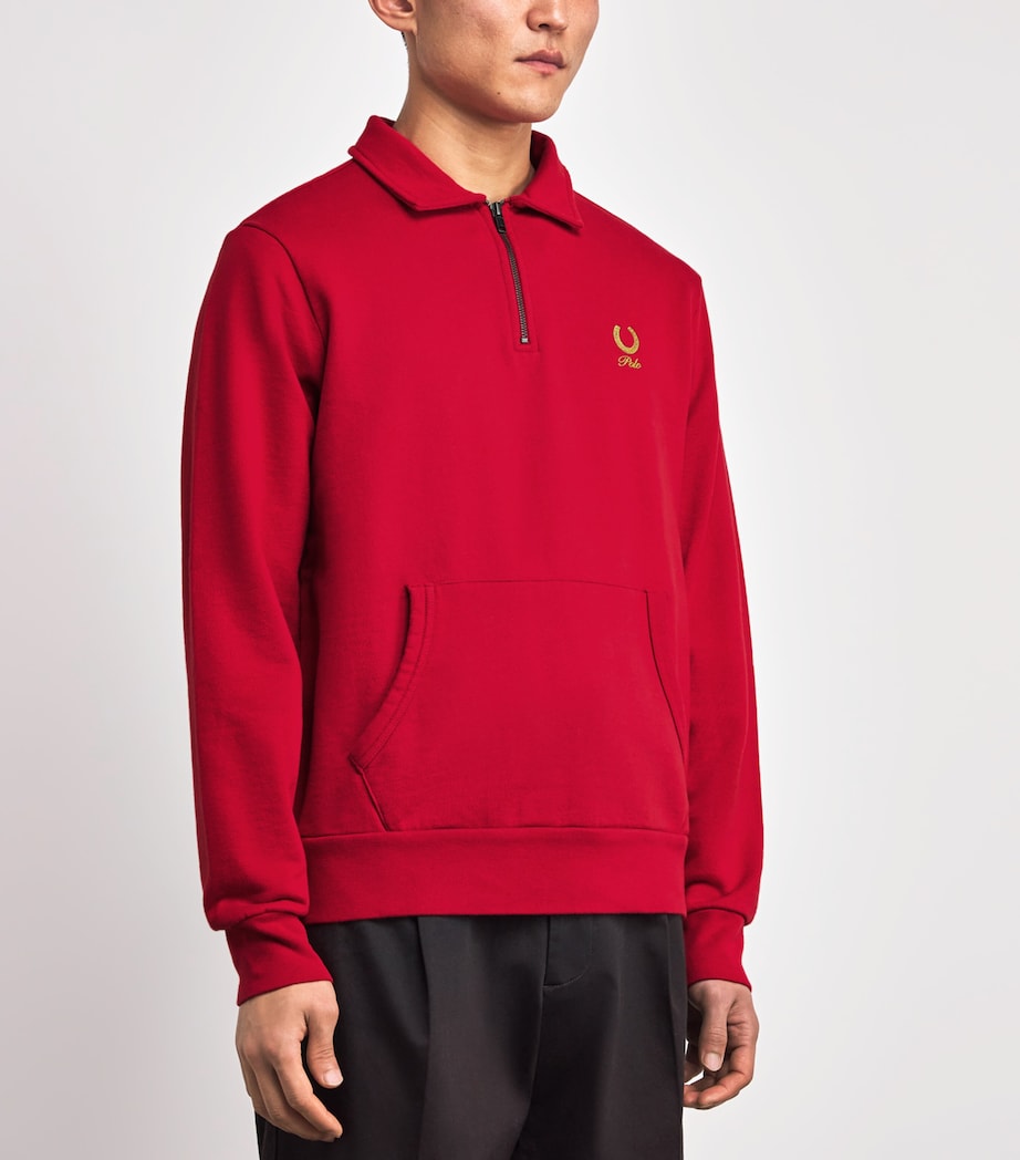 Polo Ralph Lauren Mens Cotton Polo Quarter-Zip Sweater Red Image 3