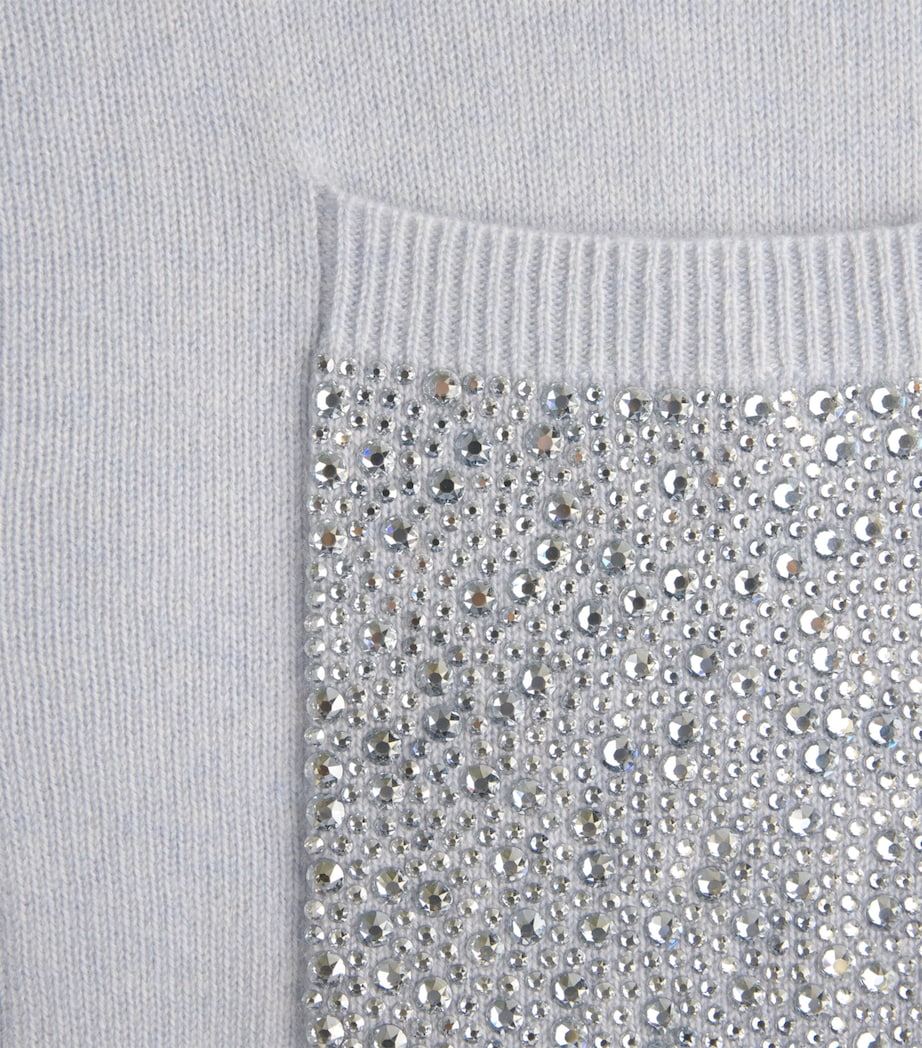 William Sharp Womens Cashmere Crystal-Embellished Cardigan Blue Mist Blue Shade Image 6