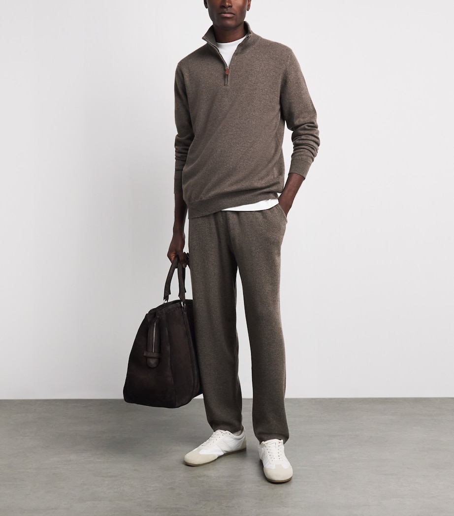Johnstons Of Elgin Mens Cashmere Quarter-Zip Sweater Heathcot Image 2