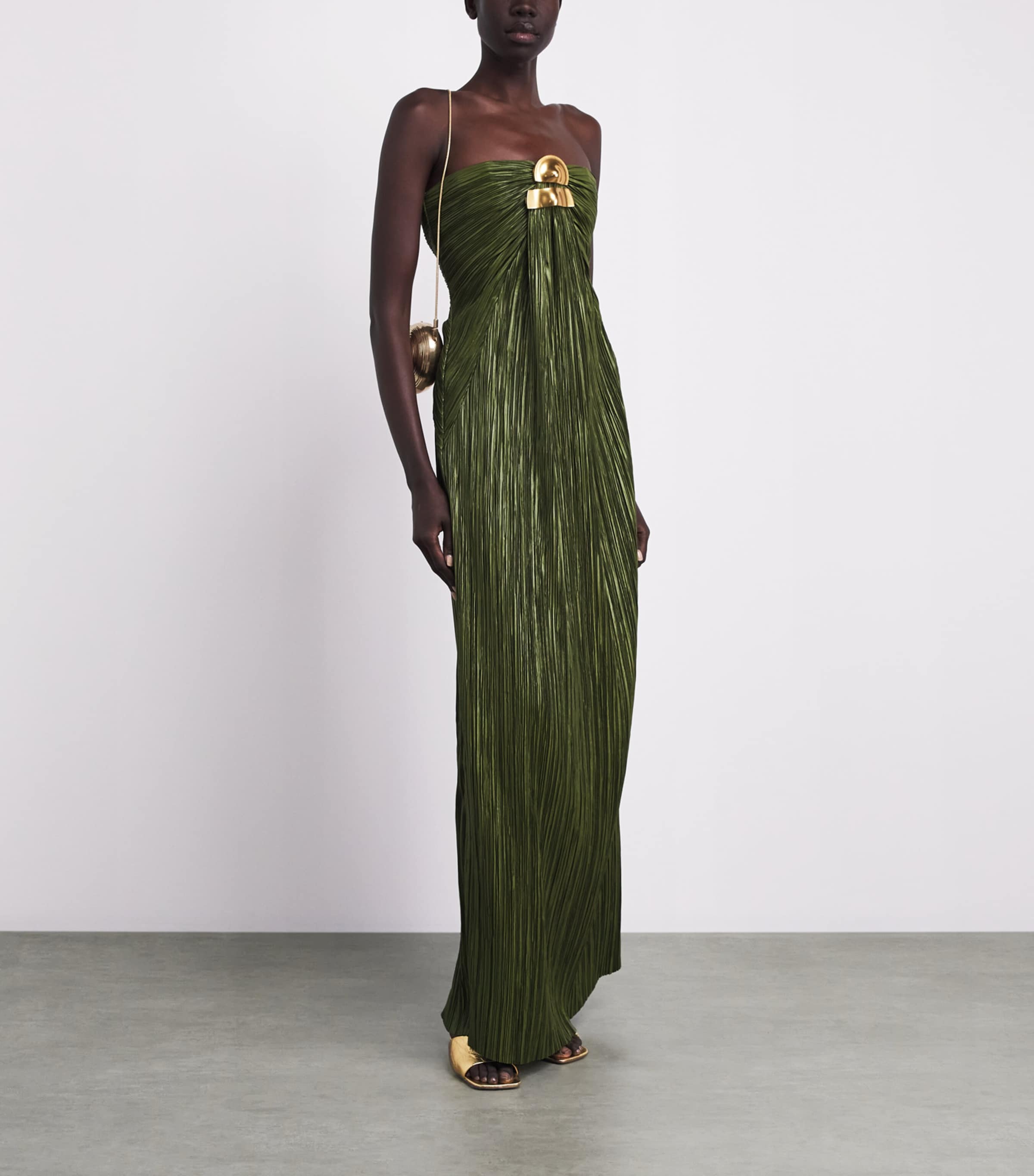 Cult Gaia Womens Plissé Sequoia Gown Deep Pasture Image 2