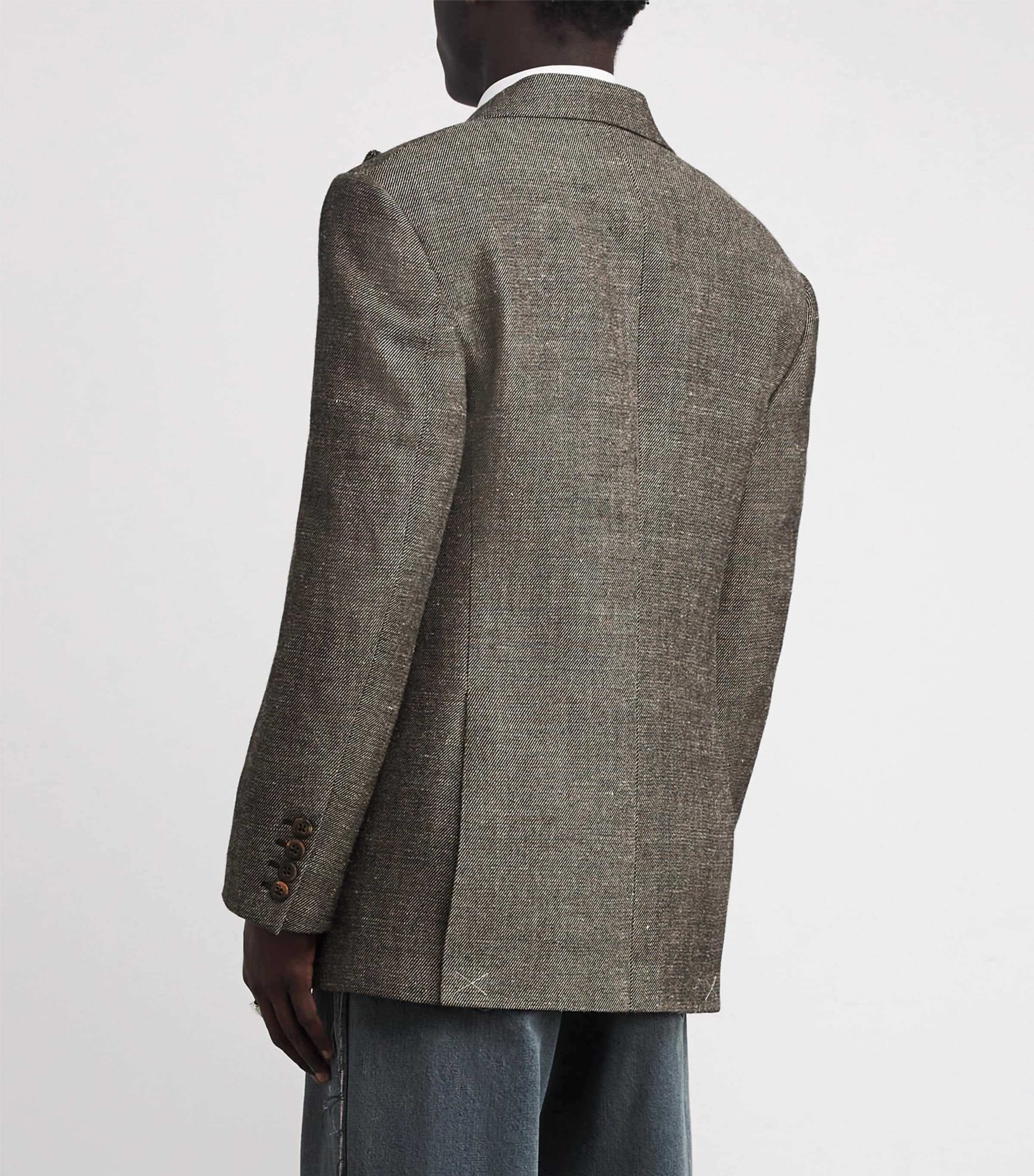 Linen-Virgin Wool Niesen Blazer C403 BLACK/BEIGE Image 4