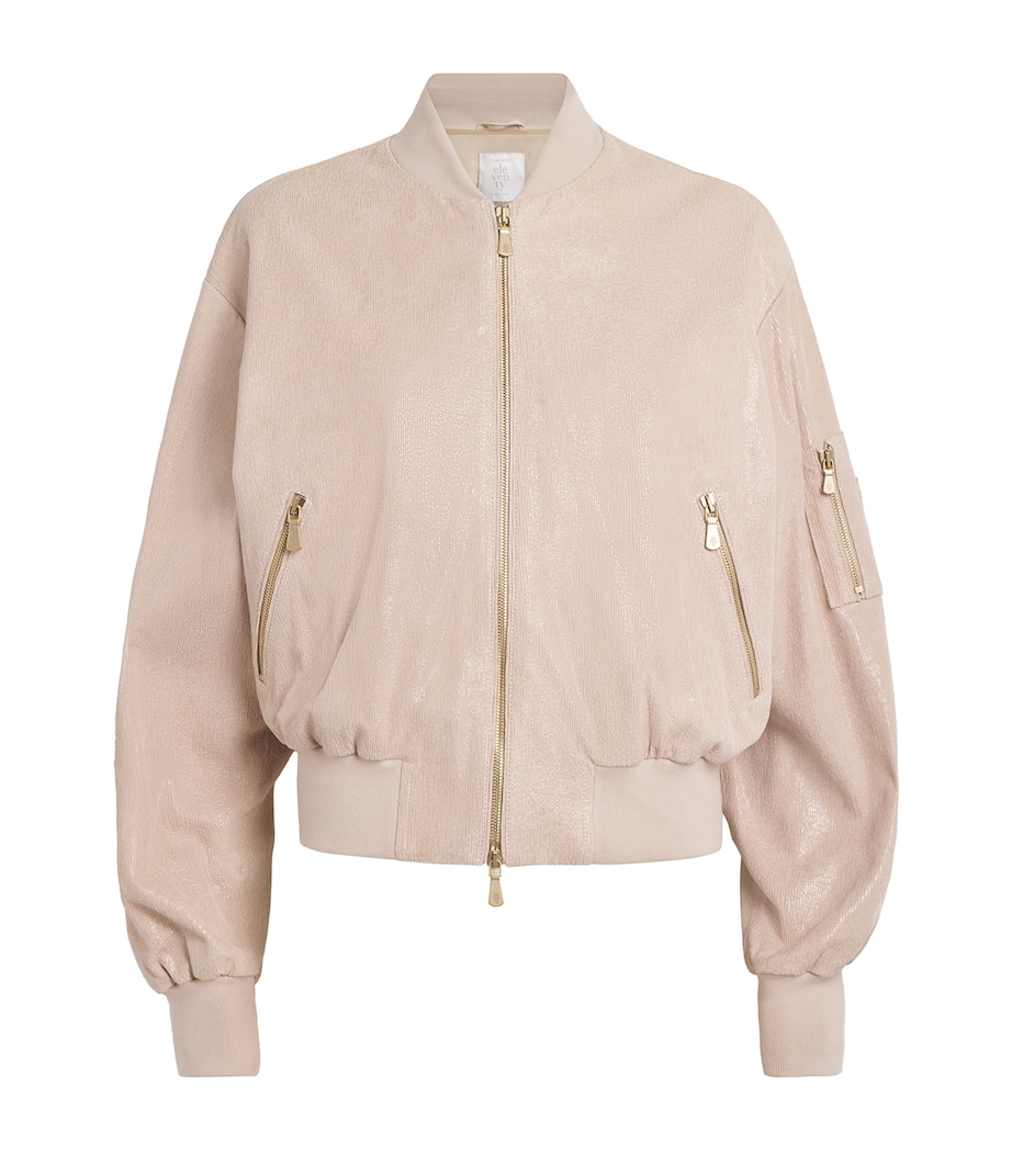 Metallic Suede Bomber Jacket NUDE Image 1