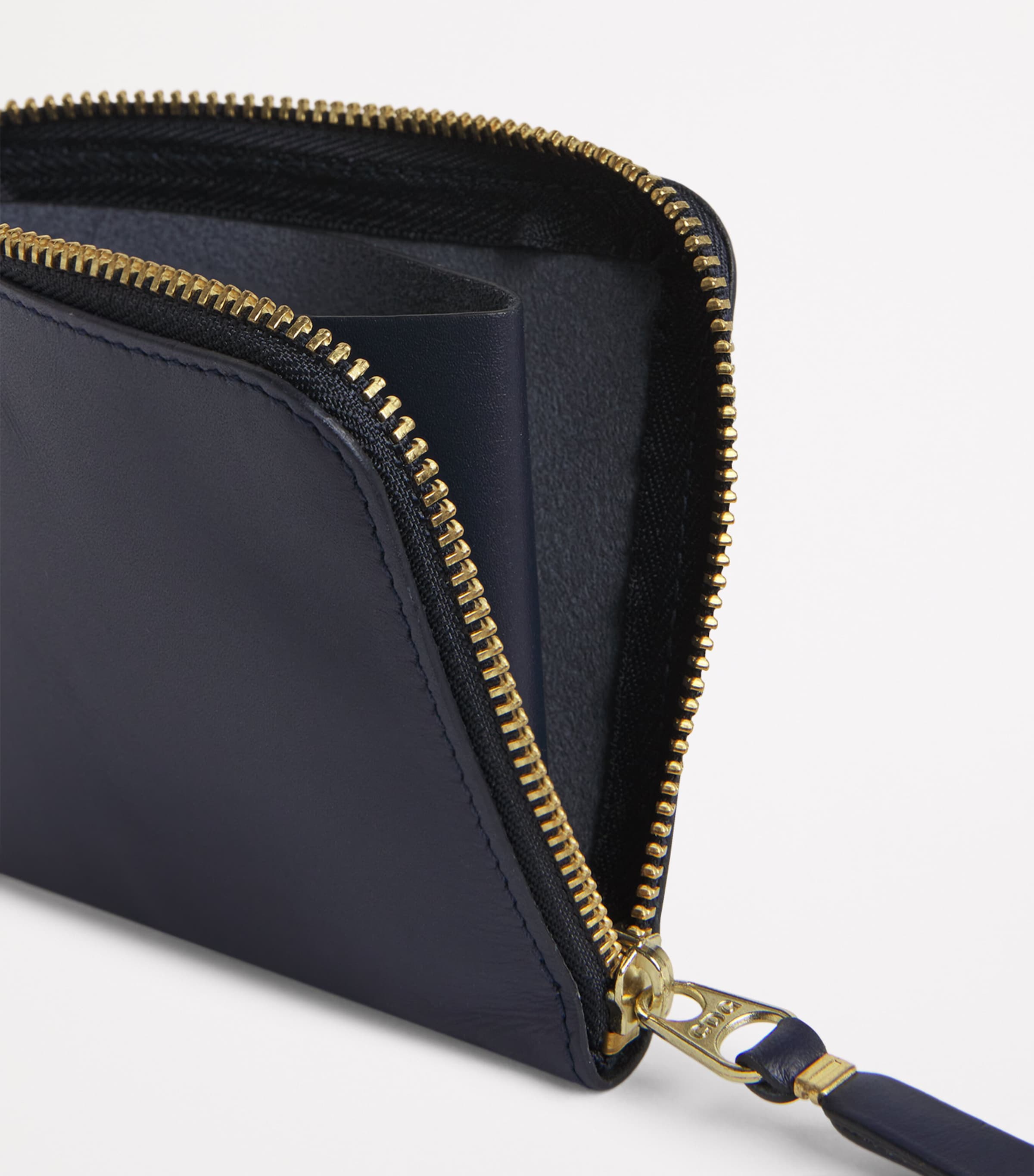 Leather Zipped Pouch NAVY Image 4