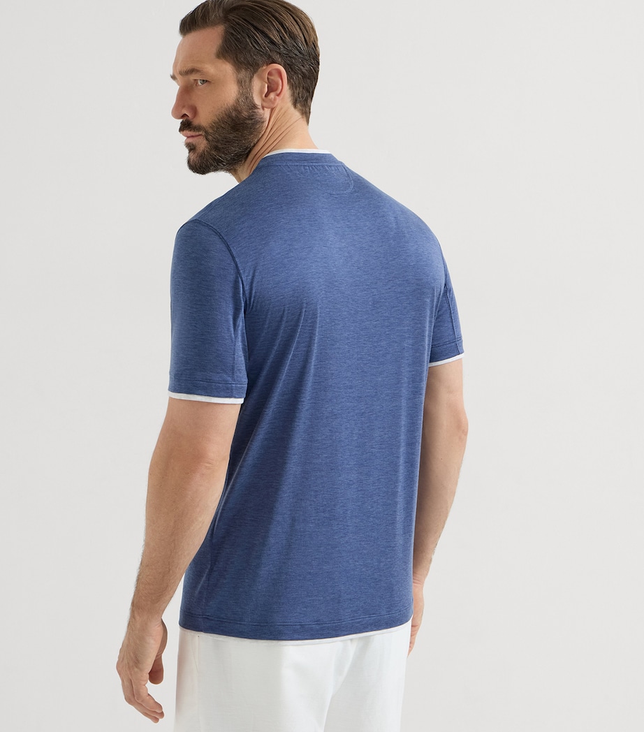 Brunello Cucinelli Mens Silk-Cotton Layered T-Shirt Image 5