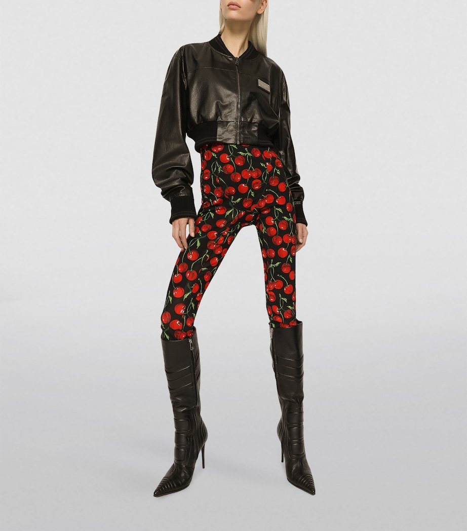 Leather Cropped Jacket N0000-BLACK Image 4