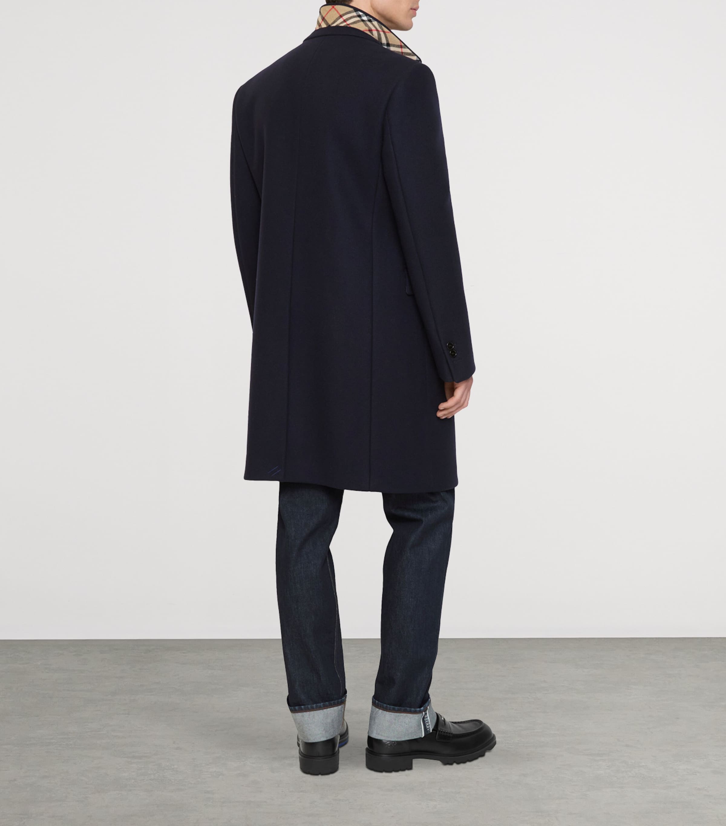 Burberry Mens Wool Tailored Coat Navy Image 3
