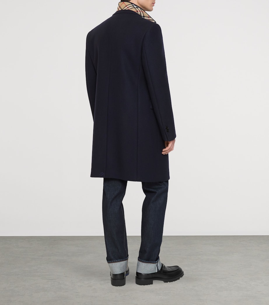 Burberry Mens Wool Tailored Coat Navy Image 3