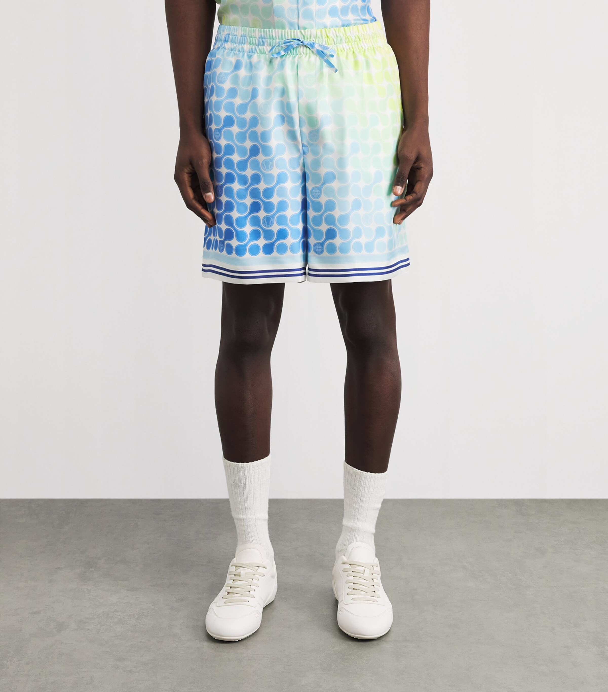 Casablanca Mens Silk Tennis Tile Shorts Optic Drop Image 4