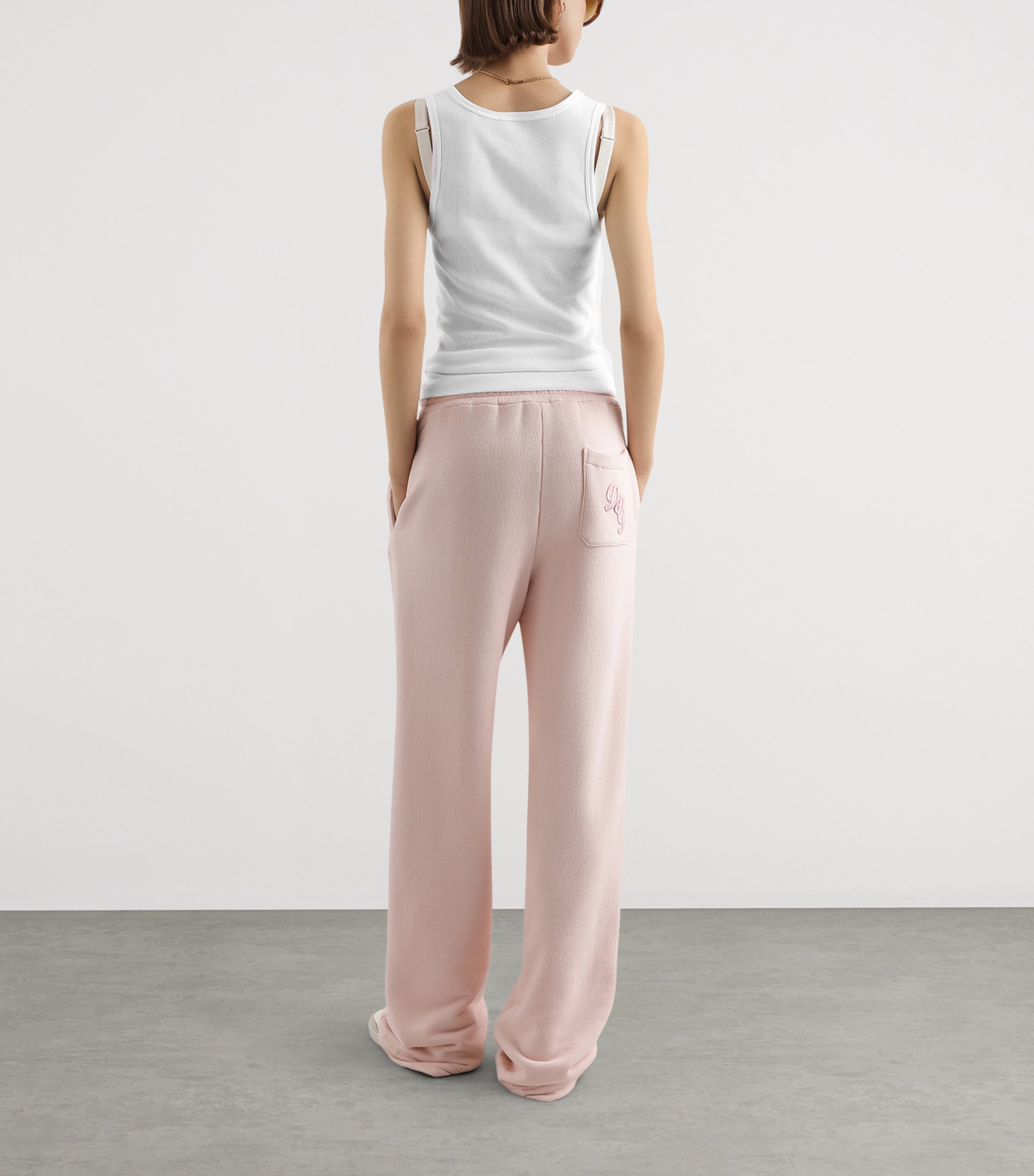Dolce&Gabbana Womens Logo Pocket Straight Sweatpants Pink Image 3