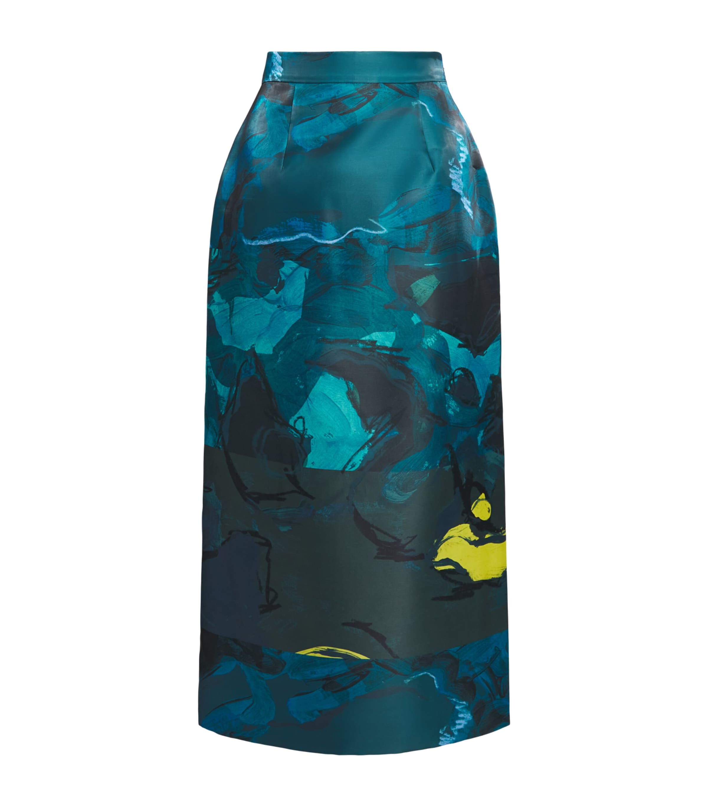 Roksanda Womens Brushstroke Print Irma Midi Skirt Brushverdant Image 1