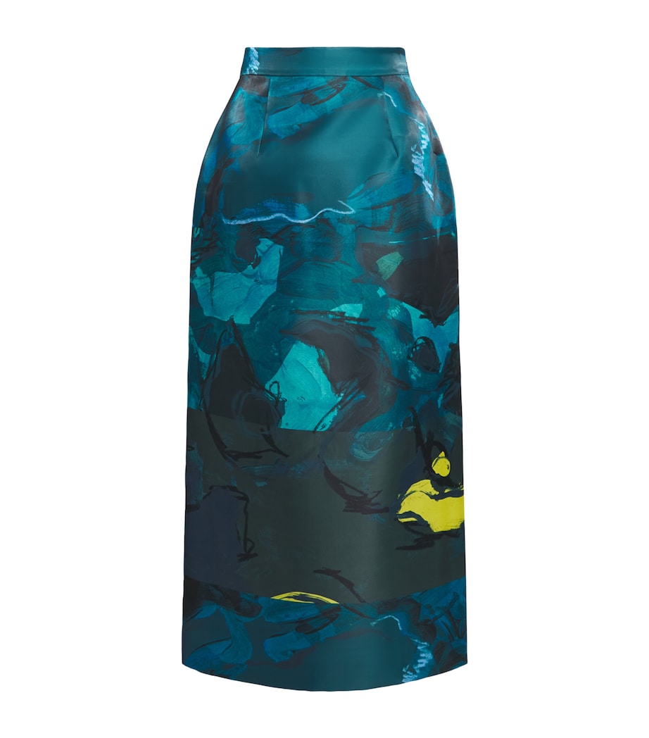 Roksanda Womens Brushstroke Print Irma Midi Skirt Brushverdant Image 1