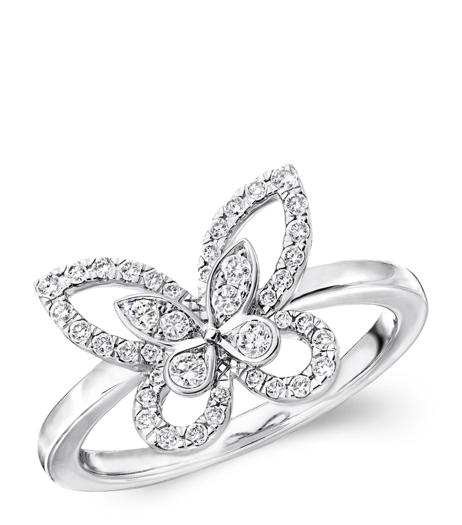 White Gold and Diamond Mini Butterfly Ring WHITE GOLD Image 1
