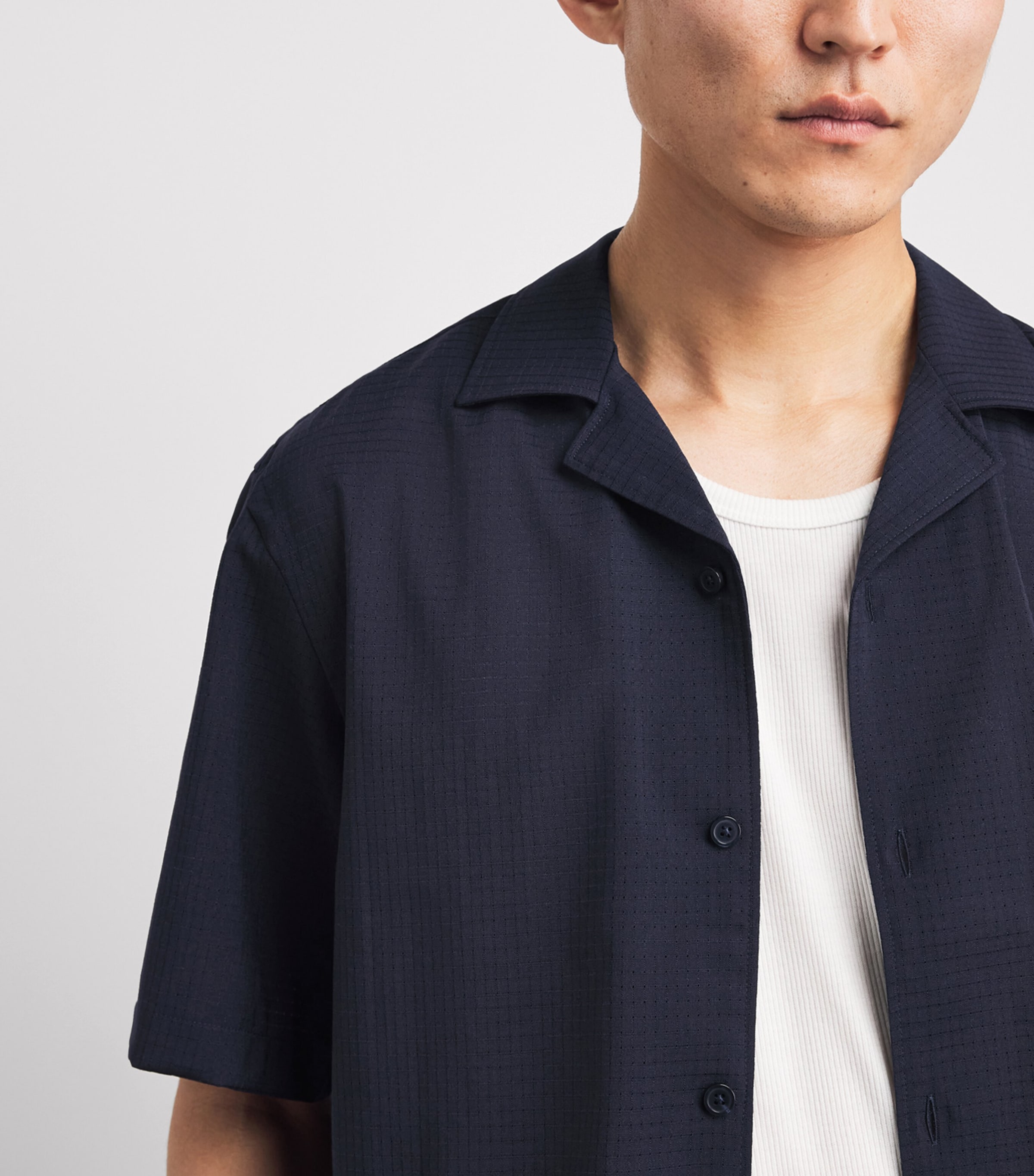 BOSS Mens Wool-Blend Shirt Dark Blue Image 3