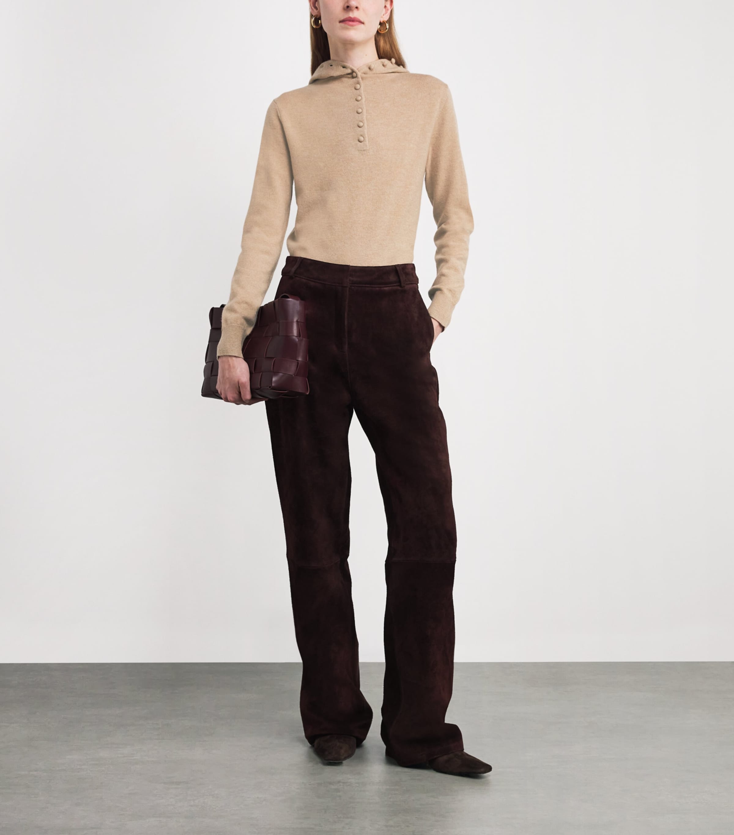 Wool-Cashmere Knitted Hoodie CAMEL Image 2