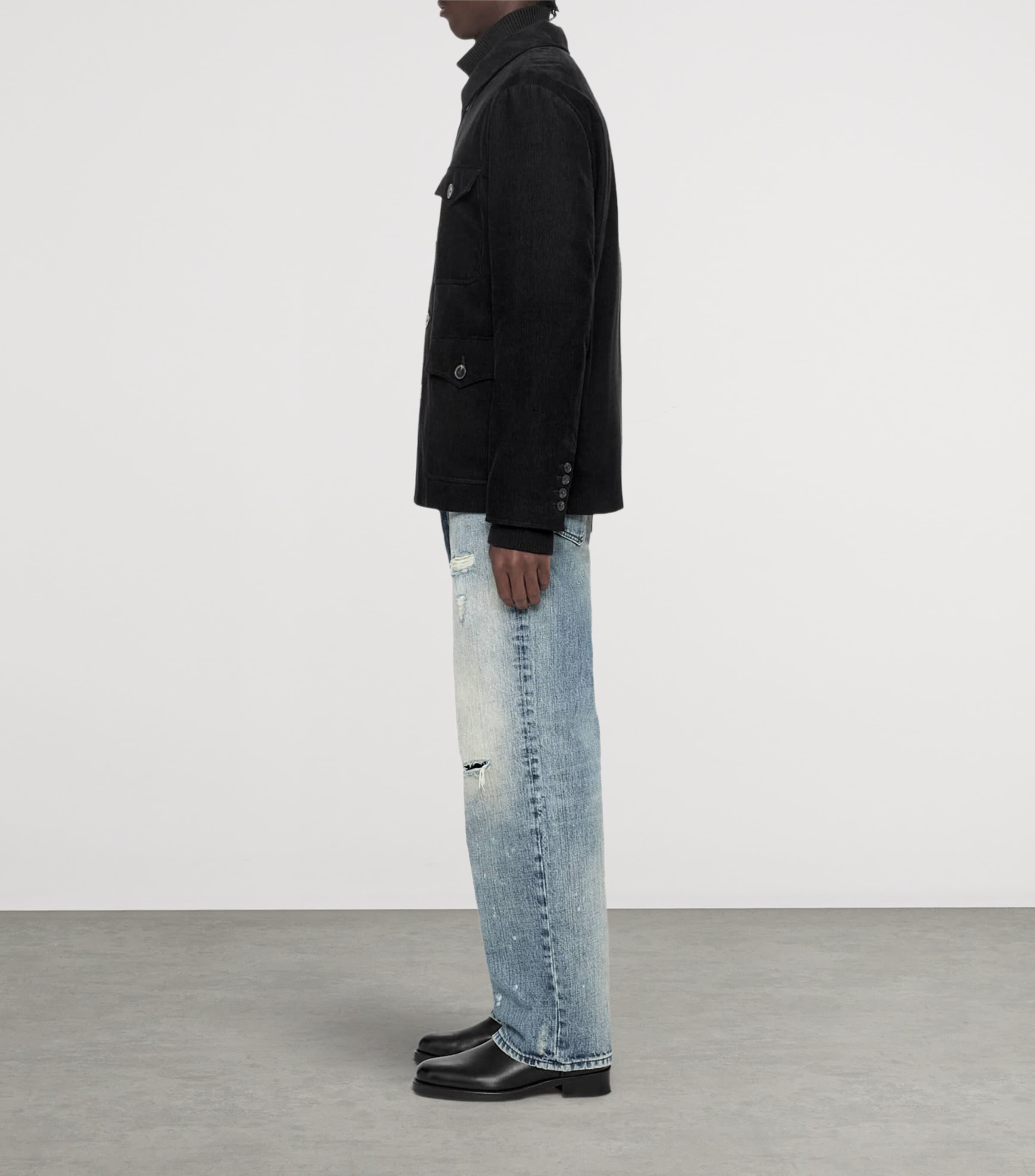 AllSaints Mens Courduroy Eden Jacket Black Image 8