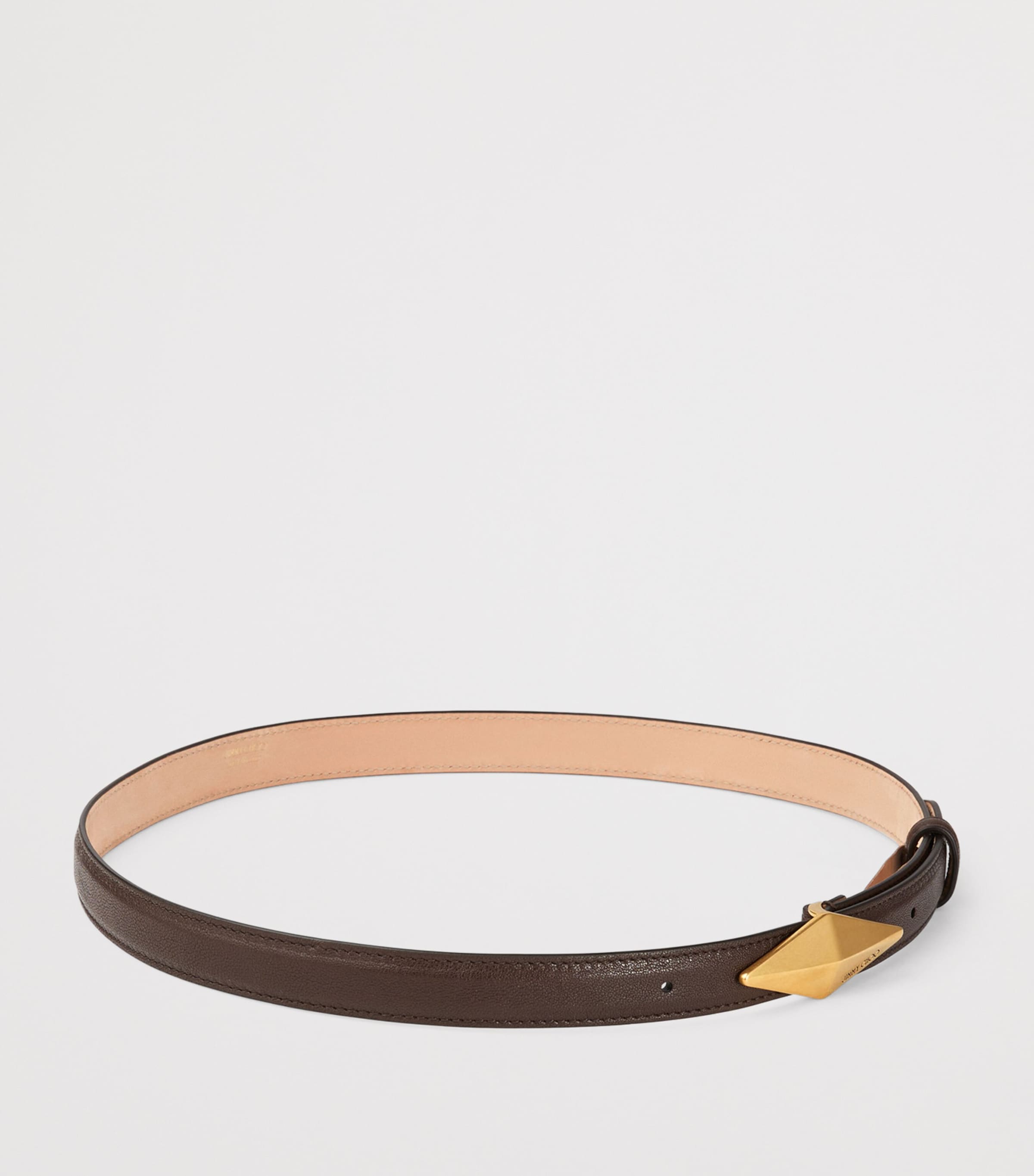 Leather Diamond Clasp Belt CHOCOLATE/GOLD Image 3