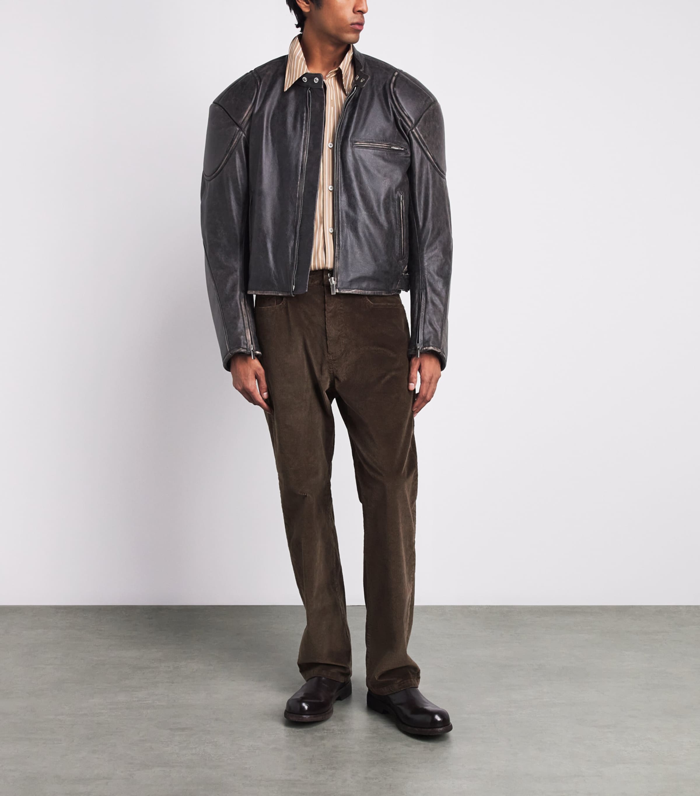 System Mens Corduroy Straight Trousers Brown Image 2