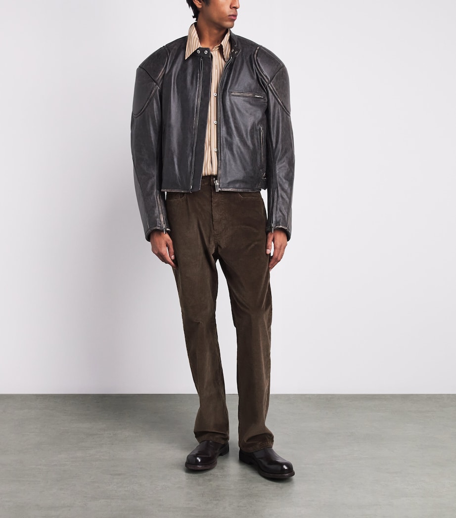 System Mens Corduroy Straight Trousers Brown Image 2
