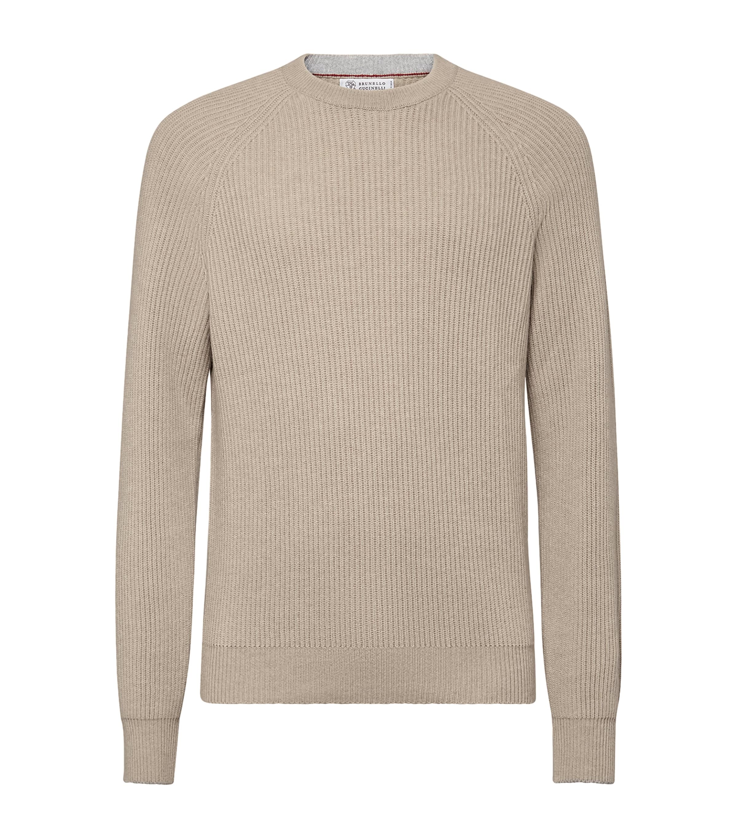 Brunello Cucinelli Cashmere Ribbed Sweater In Neutral