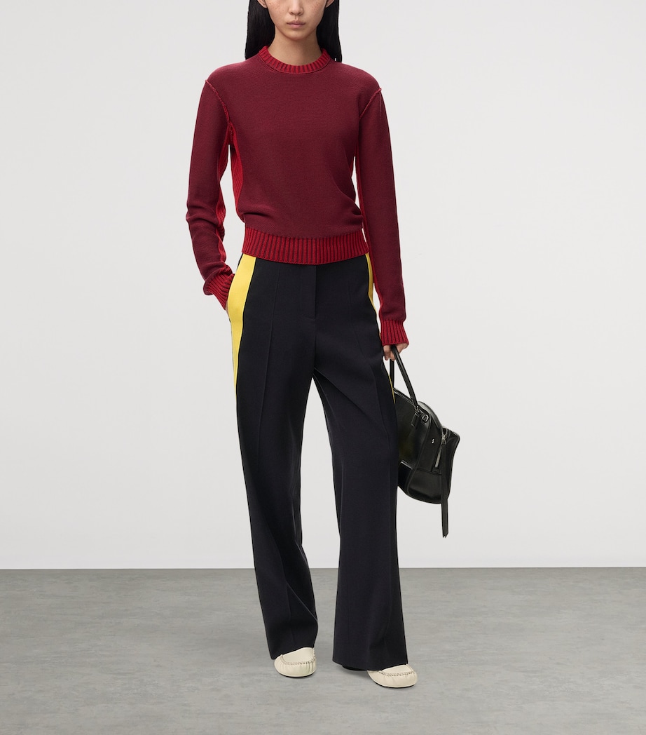 LOEWE Womens Contrast-Trim Sweater Burgundy/red Image 2