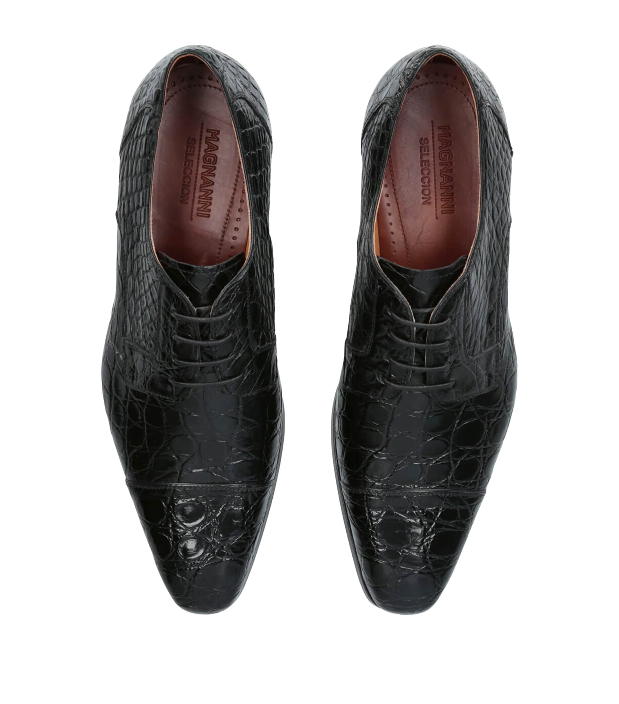 Magnanni Crocodile Leather Oxford Shoes Black Image 4