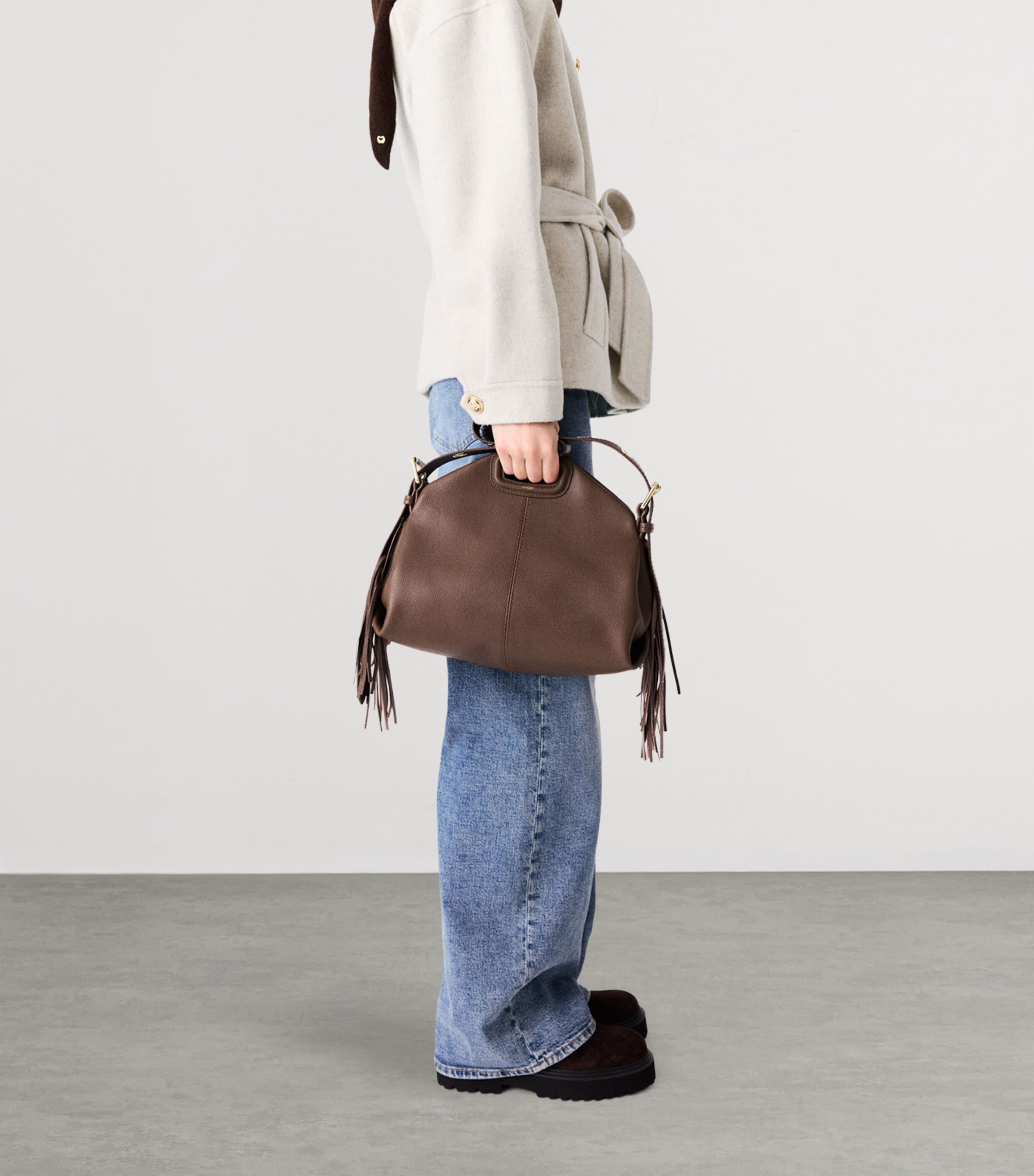 Maje Leather Miss M Shoulder Bag Brown Image 6