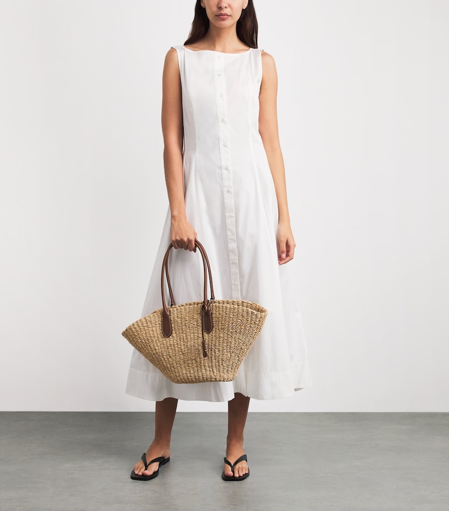 Polo Ralph Lauren Womens Cotton Panelled Midi Dress White Image 2