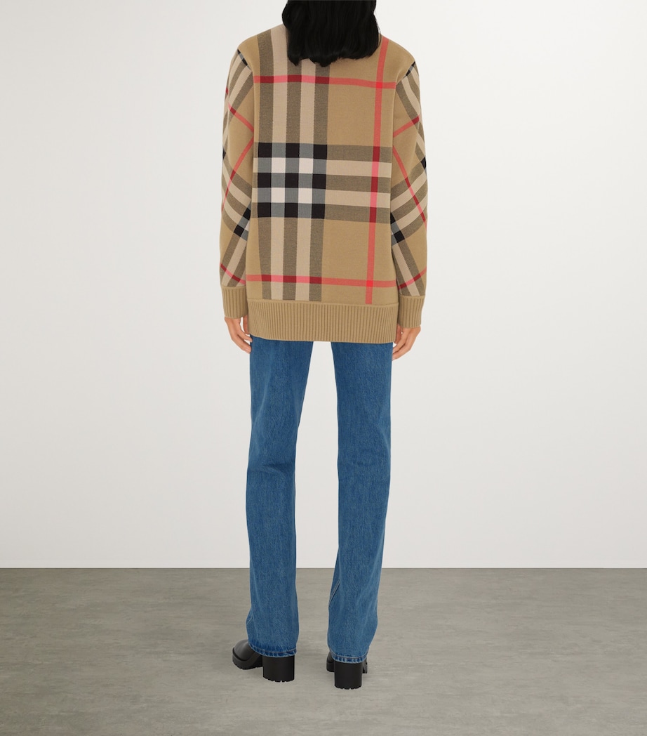 Wool-Blend Check Cardigan ARCHIVE BEIGE Image 4