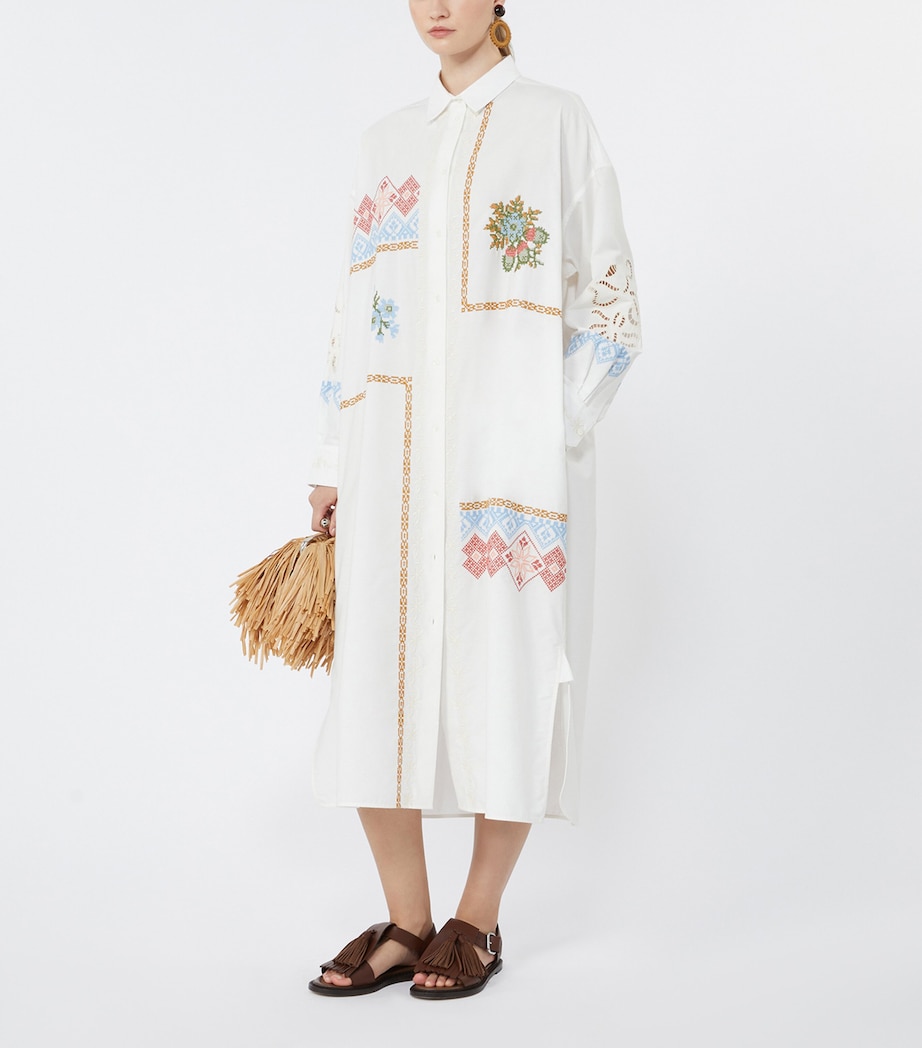 Weekend Max Mara White Cotton Embroidered Midi Dress | Harrods US Weekend Max Mara White Cotton Embroidered Midi Dress | Harrods US