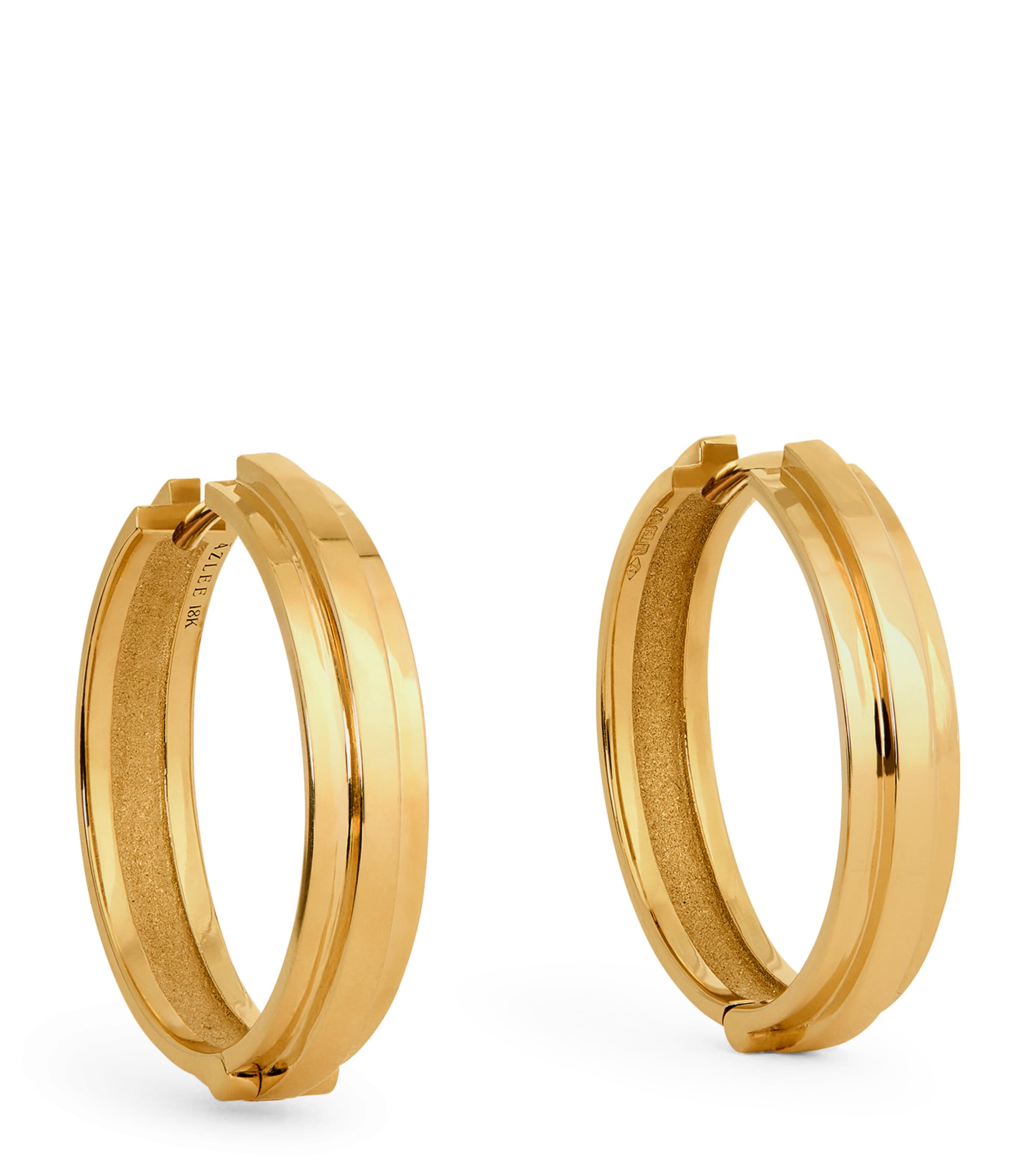 Azlee Yellow Gold Staircase 3-tier Huggie Earrings