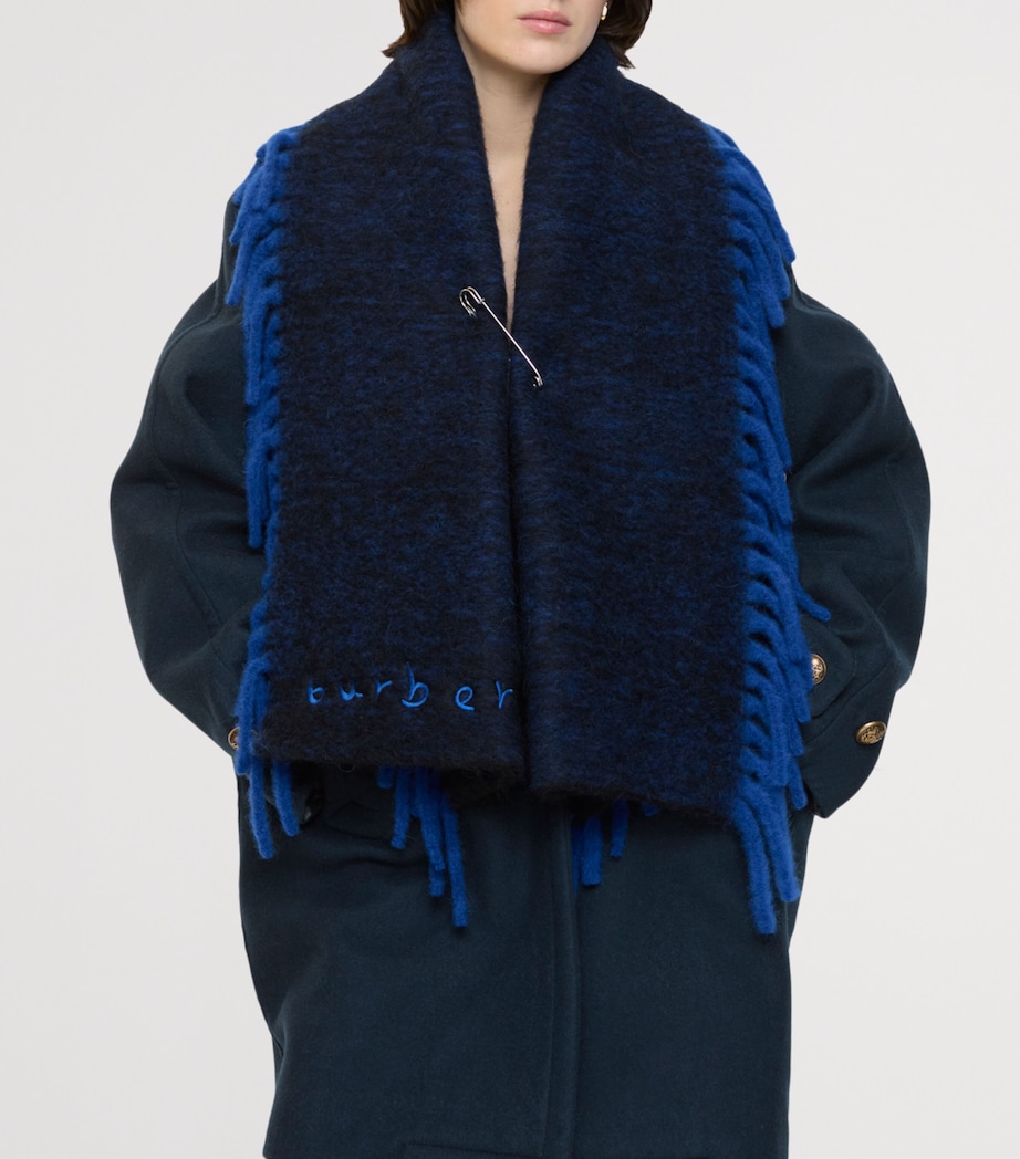 Alpaca Wool-Blend Happy Scarf FIRTH BLUE/BLACK Image 4