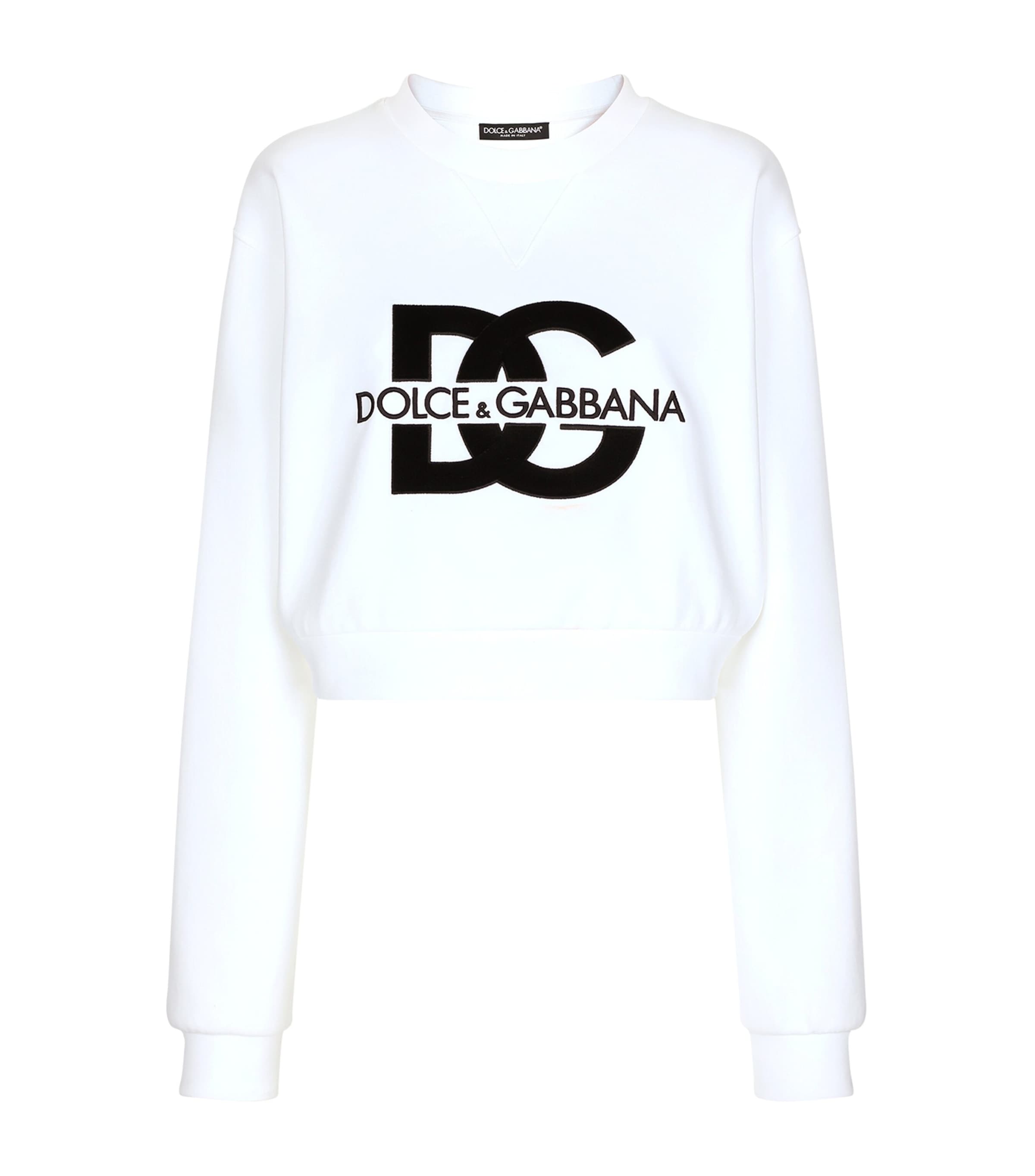 Dolce & Gabbana Cropped Logo Sweatshirt | Women Clothing | Tops | Sweatshirts & Hoodies | Loungewear | Lounge Tops | Designers | Dolce & Gabbana