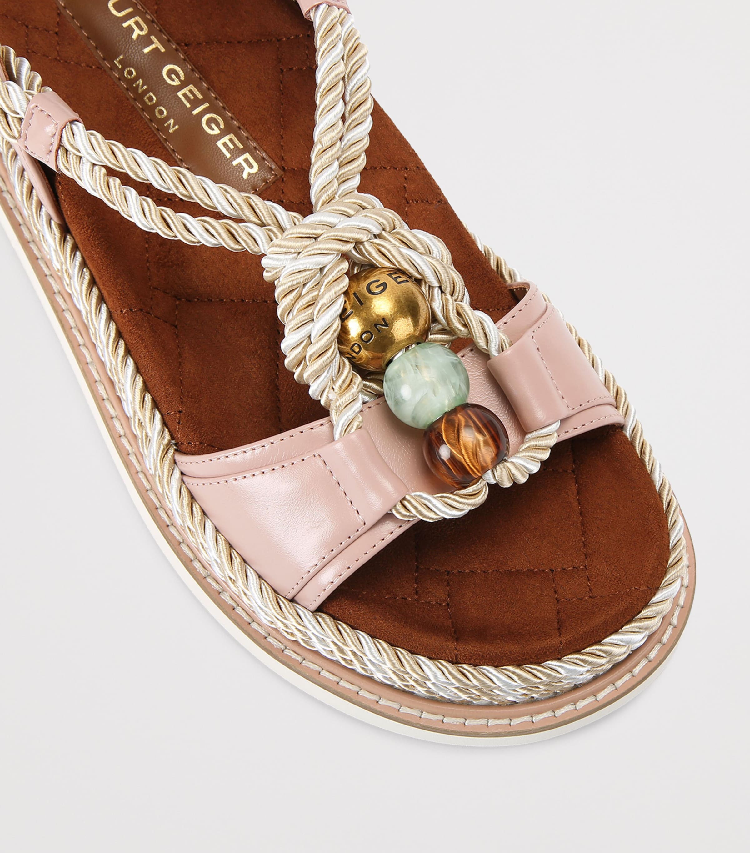 Kurt Geiger London Leather Orson Rope Sandals Pale Pink Image 2
