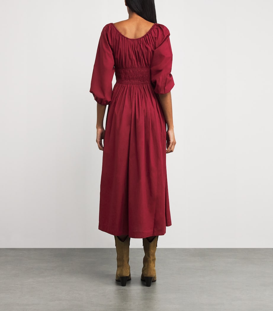 Organic Cotton Quintessa Midi Dress DEEP CRIMSON Image 3