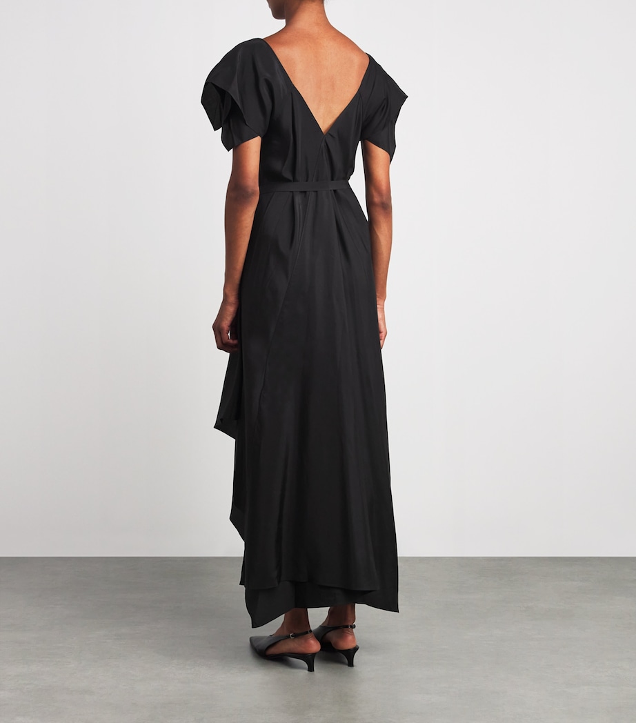 Silk Plumet Maxi Dress BLACK Image 4