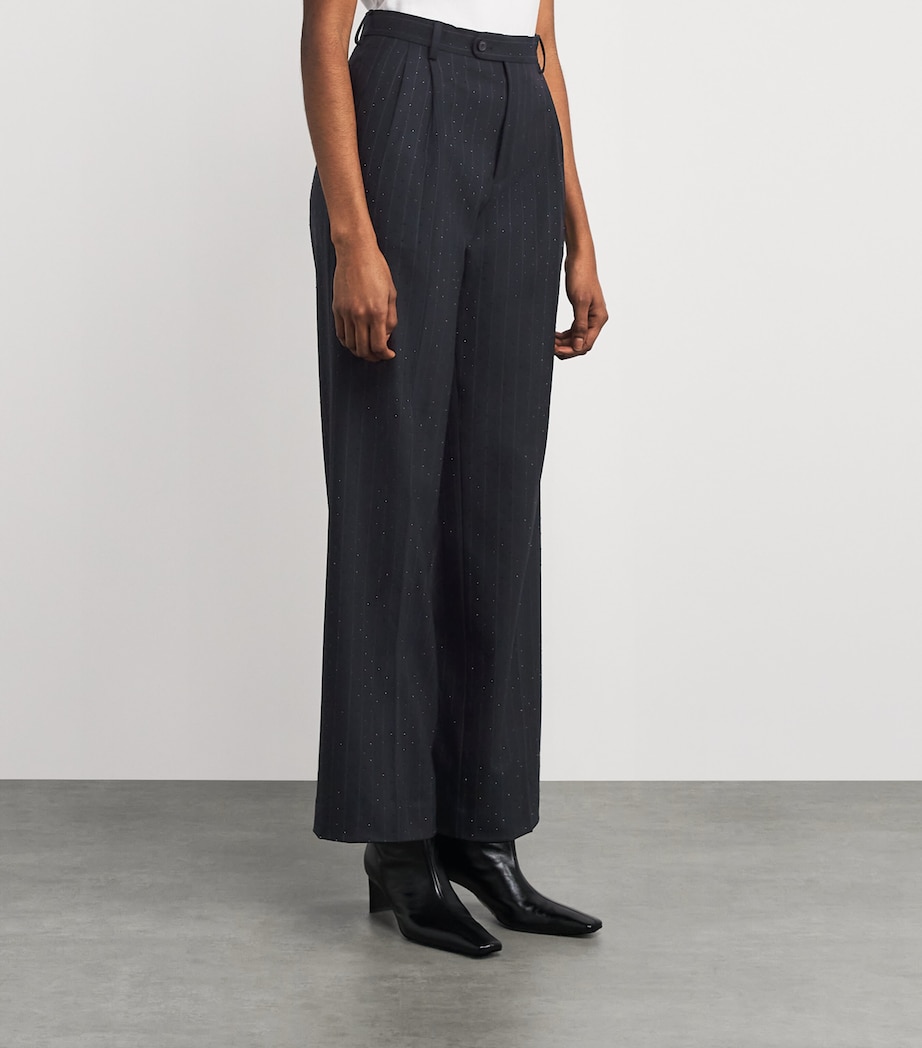 Embellished Pinstripe Trousers NAVY BLUE Image 3