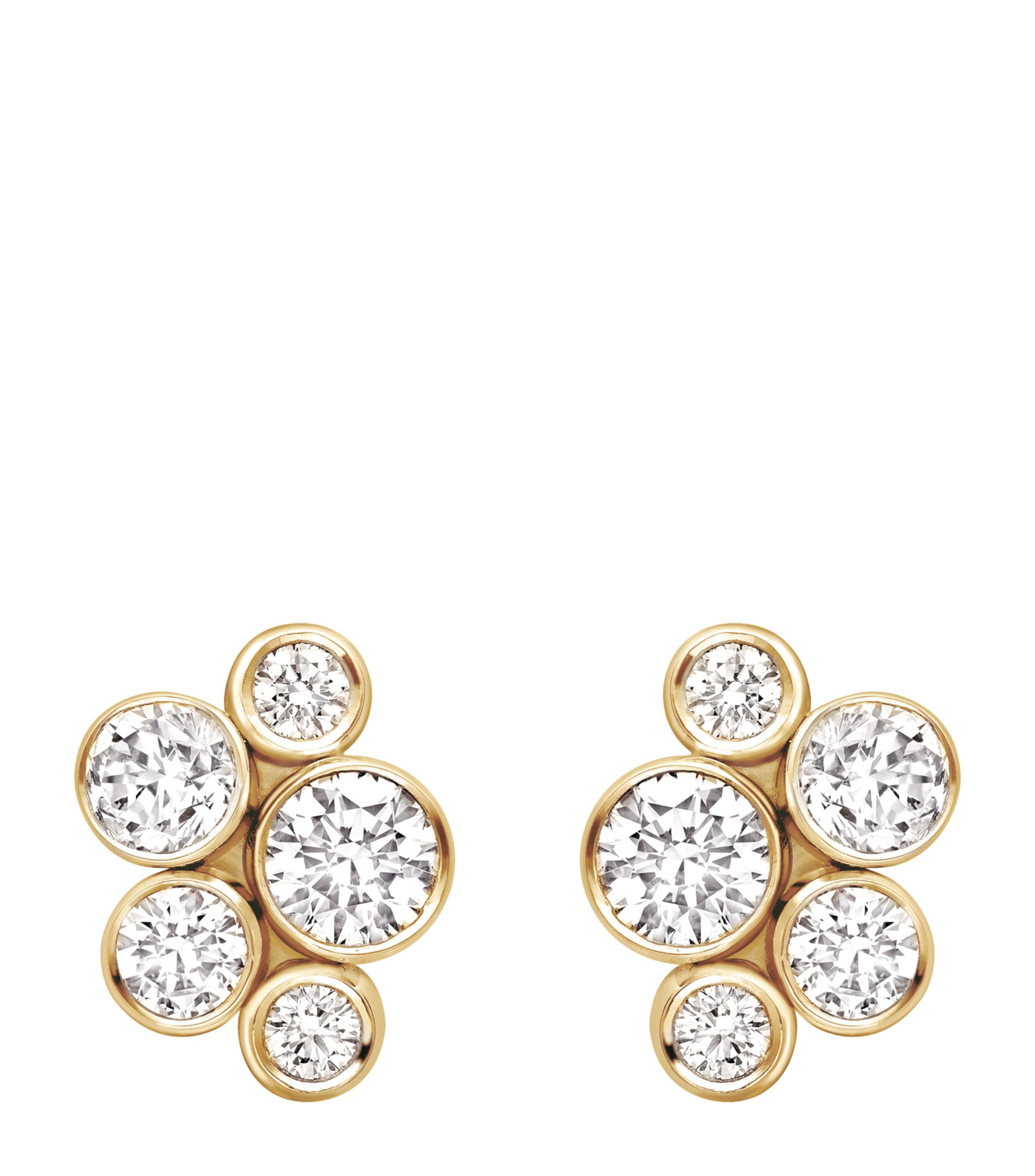 Boodles Yellow Gold And Diamond Raindance Cluster Stud Earrings