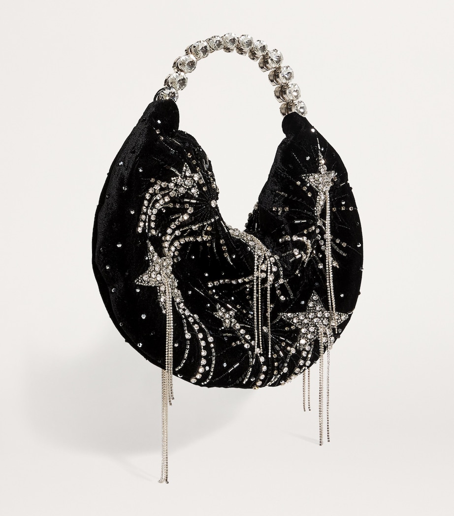 L'Alingi Mini Velvet Jewelled Clutch Bag Midnight Image 3